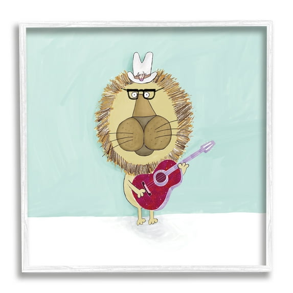 Stupell Industries Lion With Cowboy Hat Playing Red Guitar, 24 x 24, Designed by Carla Daly