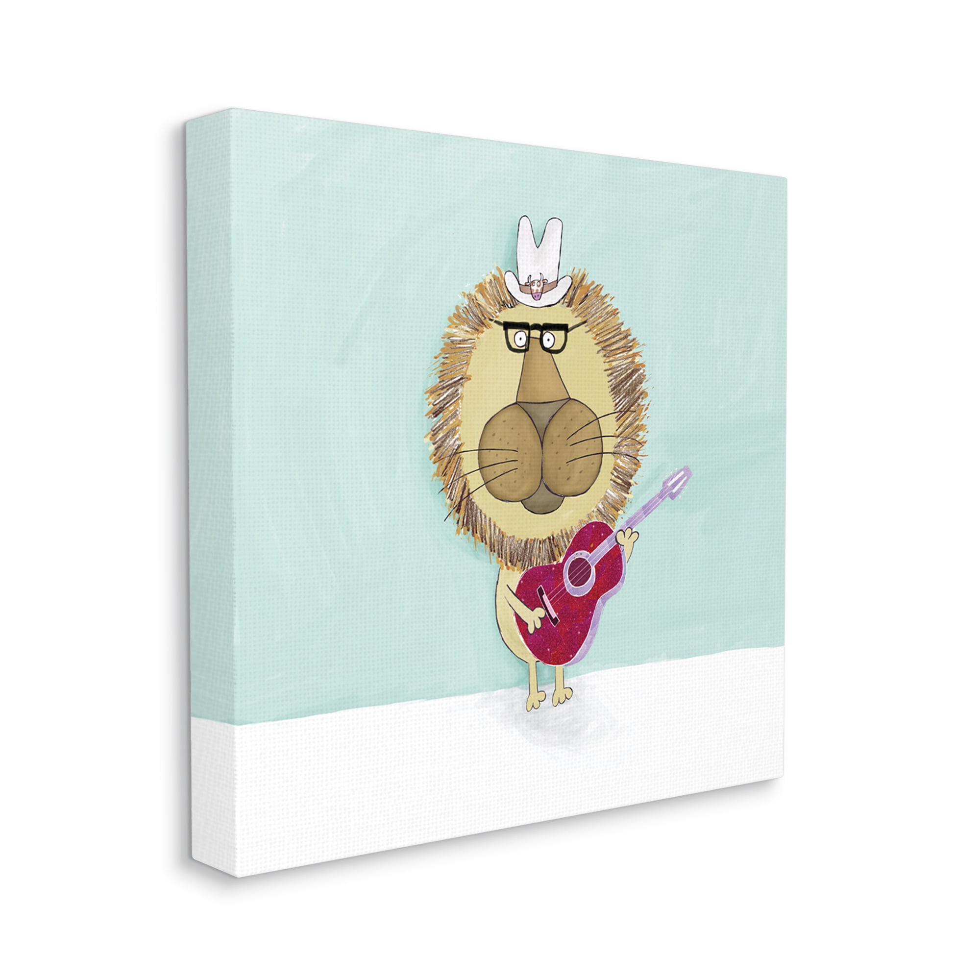 Stupell Industries Lion With Cowboy Hat Playing Red Guitar, 36 x 36, Designed by Carla Daly