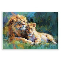 Stupell Industries Lion's Embrace Portrait Animals & Insects Painting Unframed Art Print Wall Art, 15 x 10