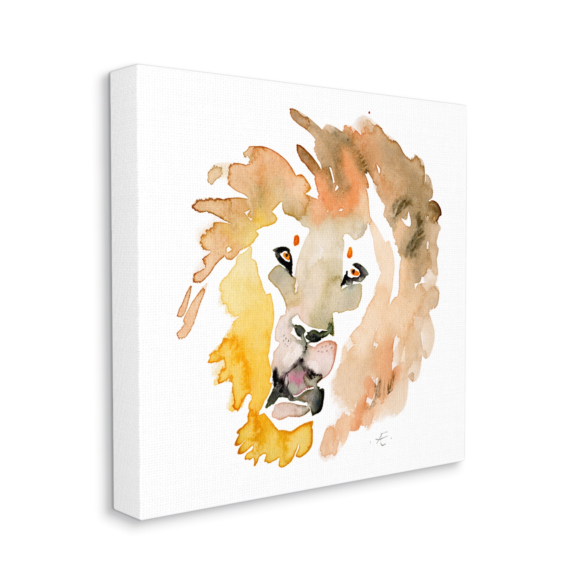 Stupell Industries Lion's Mane Sun Portrait Minimal Safari Animal Animals & Insects Painting Gallery Wrapped Canvas Print Wall Art, 36 x 36