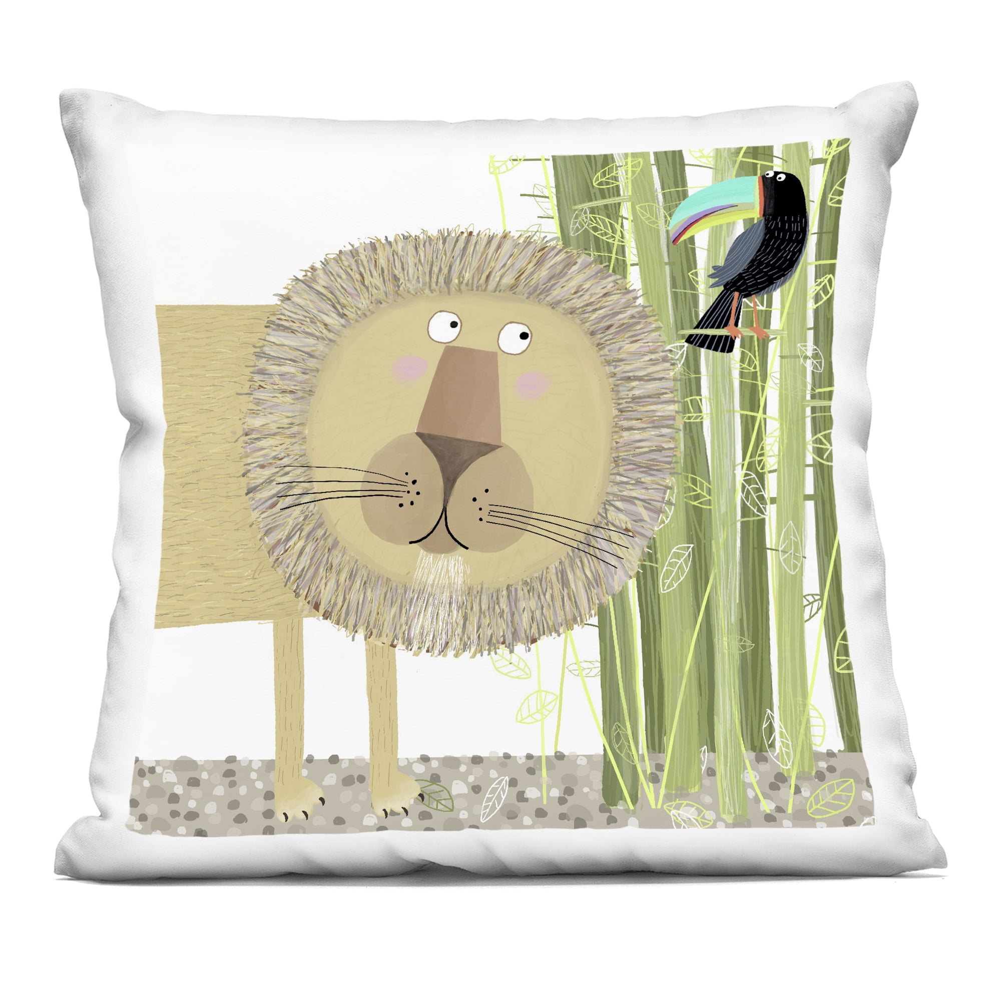 Stupell Industries Lion with Bamboo Trees & Toucan Decorative Printed Throw Pillow, design by Carla Daly, 18 x 7 x 18