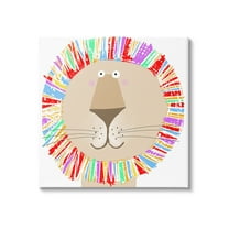 Stupell Industries Lion with Rainbow Mane Animals & Insects Painting Gallery Wrapped Canvas Art Print Wall Art, 17 x 17