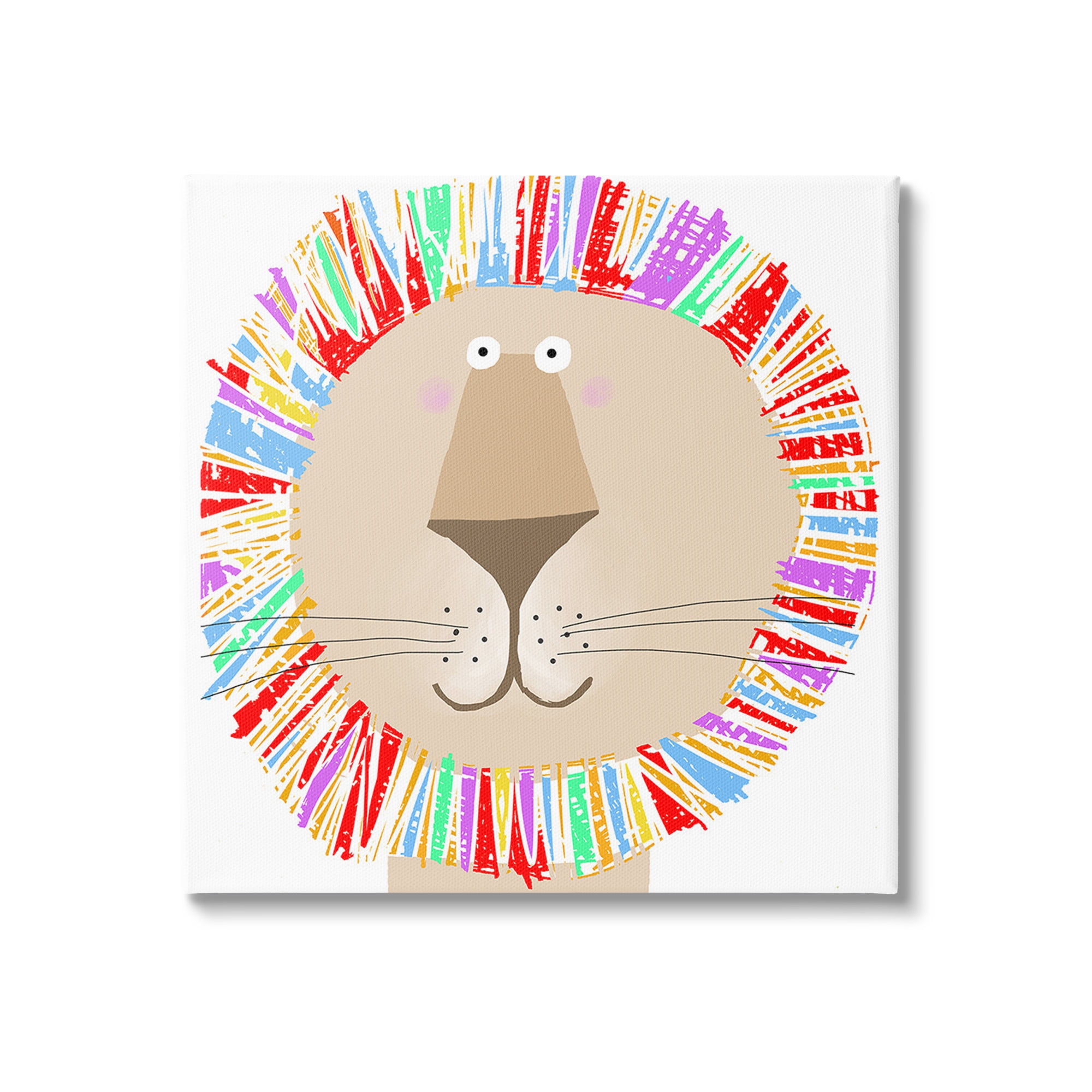 Stupell Industries Lion with Rainbow Mane Animals & Insects Painting Gallery Wrapped Canvas Art Print Wall Art, 30 x 30