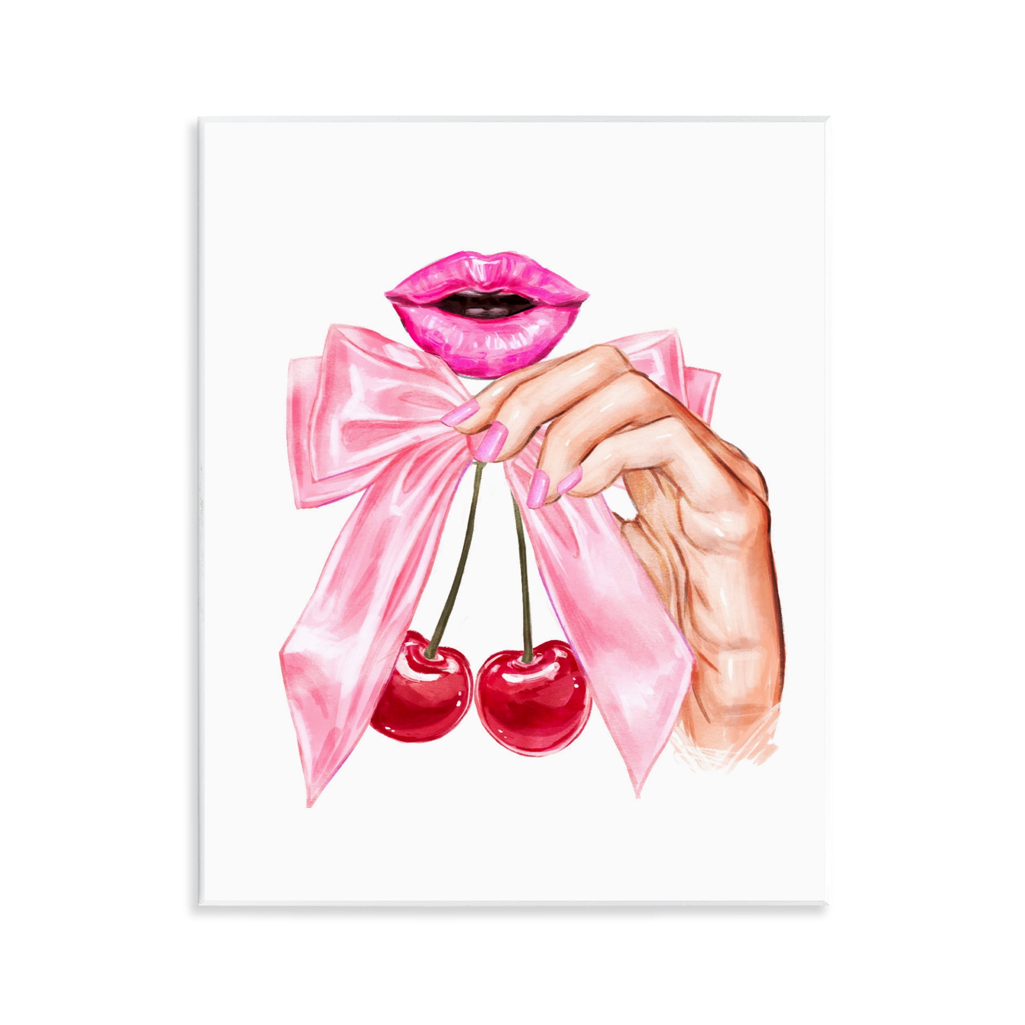 Stupell Industries Lips & Feminine Cherries Wall Plaque Art, design by Ziwei Li