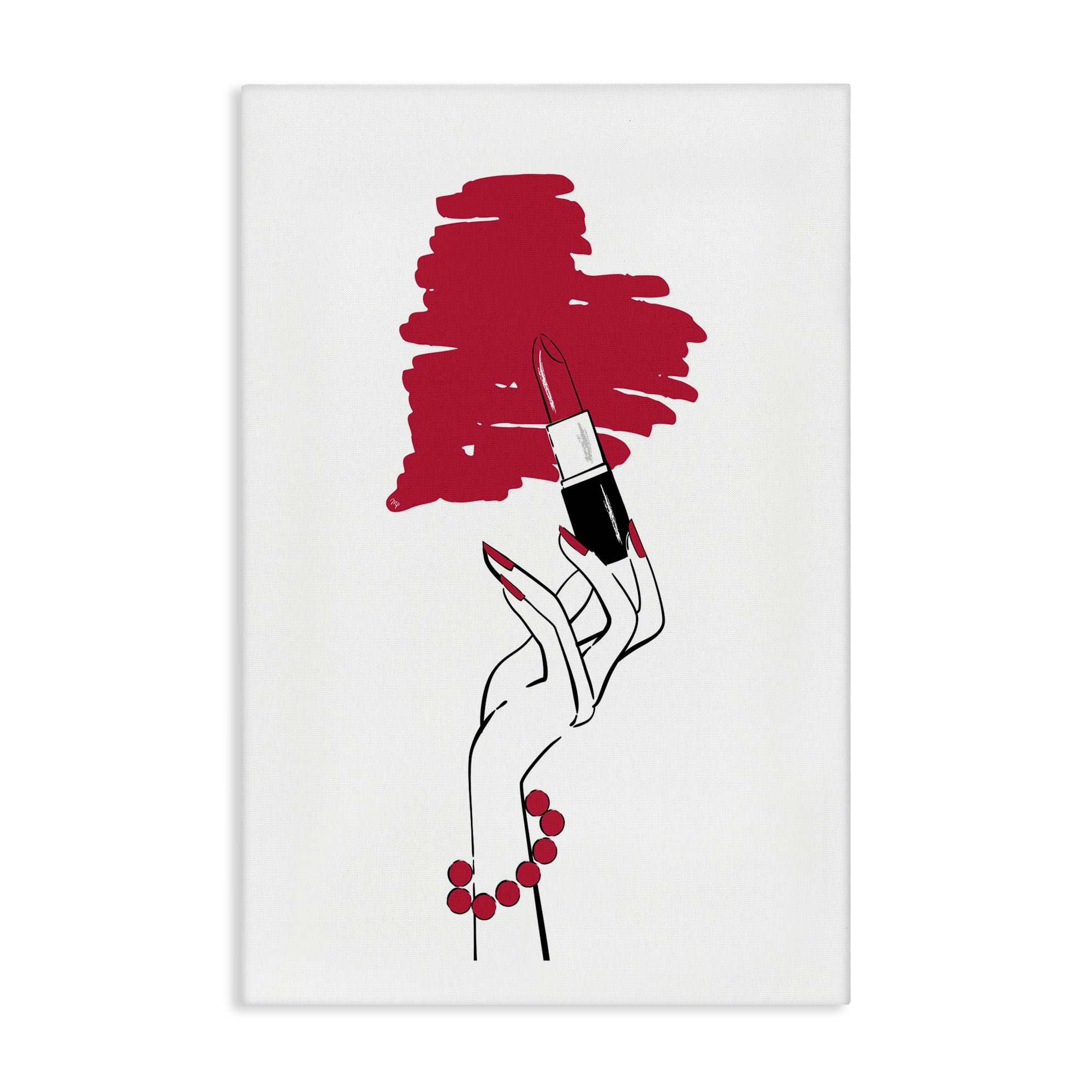 Stupell Industries Lipstick Heart Shape Beauty & Fashion Painting Gallery Wrapped Canvas Art Print Wall Art, 24 x 36