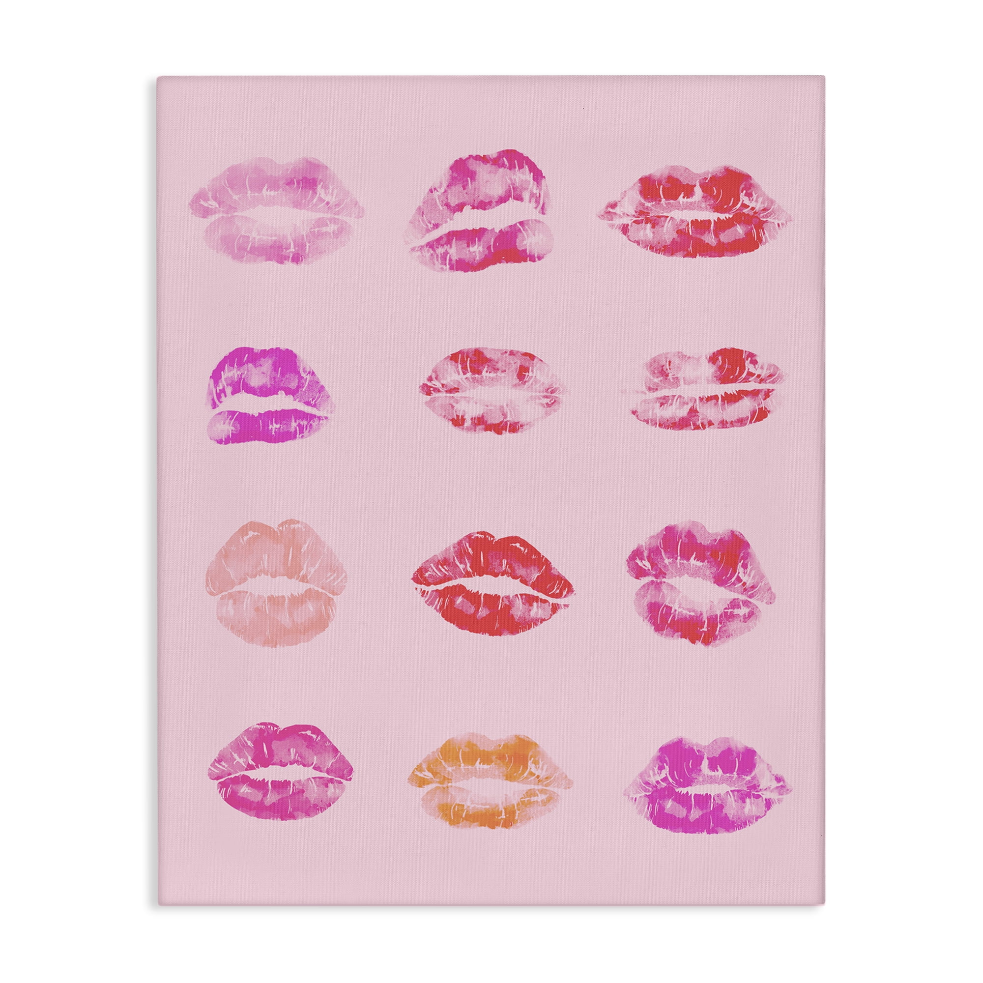 Stupell Industries Lipstick Kiss Pattern Beauty & Fashion Painting Gallery Wrapped Canvas Art Print Wall Art, 30 x 40