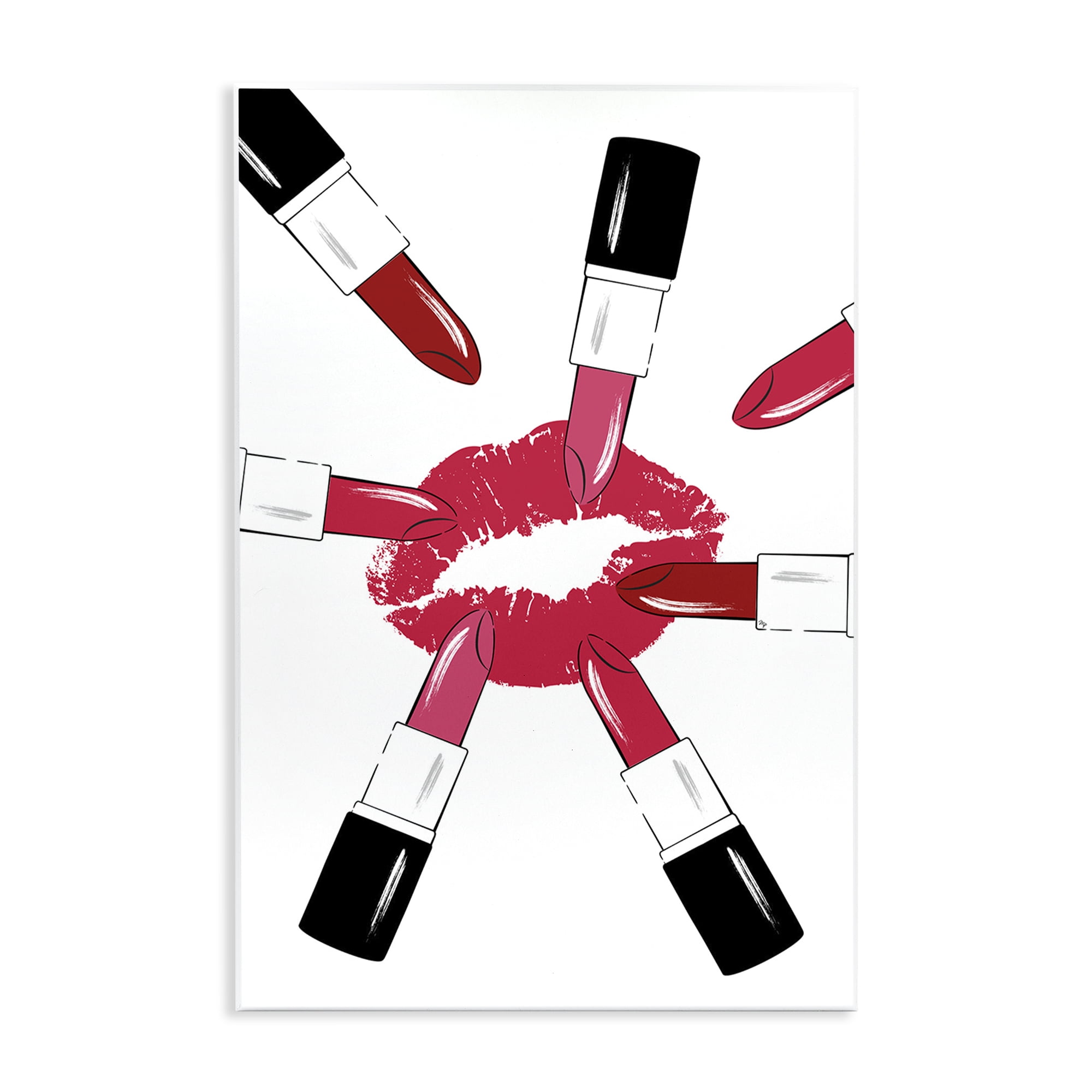 Stupell Industries Lipsticks & Kiss Beauty & Fashion Painting Unframed Art Print Wall Art, 13 x 19