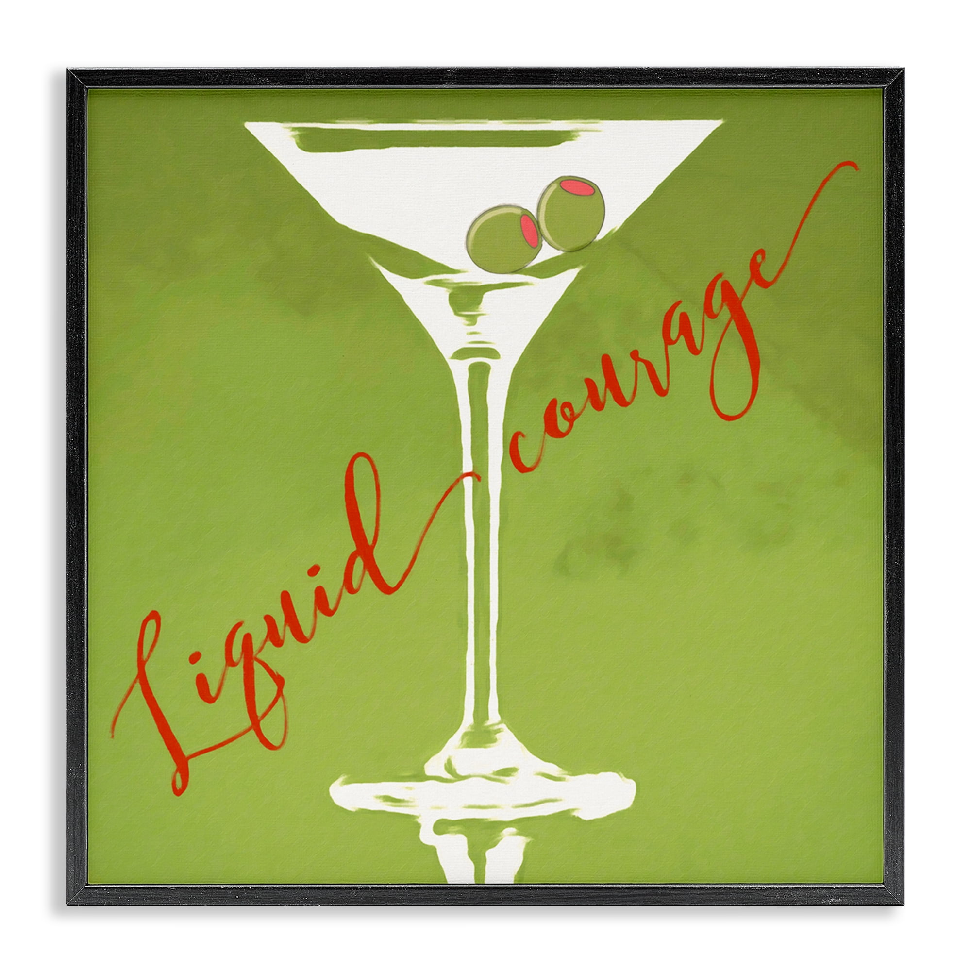 Stupell Industries Liquid Courage Sassy Martini Food & Beverage Painting Black Framed Art Print Wall Art, 12 x 12