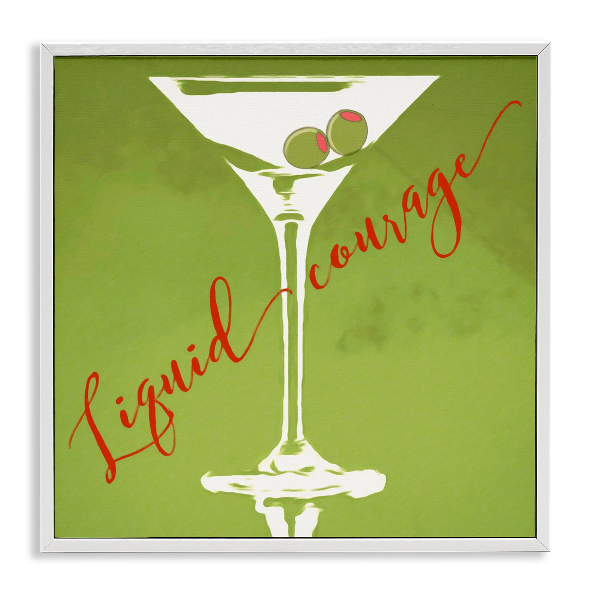 Stupell Industries Liquid Courage Sassy Martini Food & Beverage Painting White Framed Art Print Wall Art, 24 x 24
