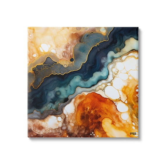 Stupell Industries Liquid Geode Pattern Abstract Painting Gallery Wrapped Canvas Art Print Wall Art, 17 x 17
