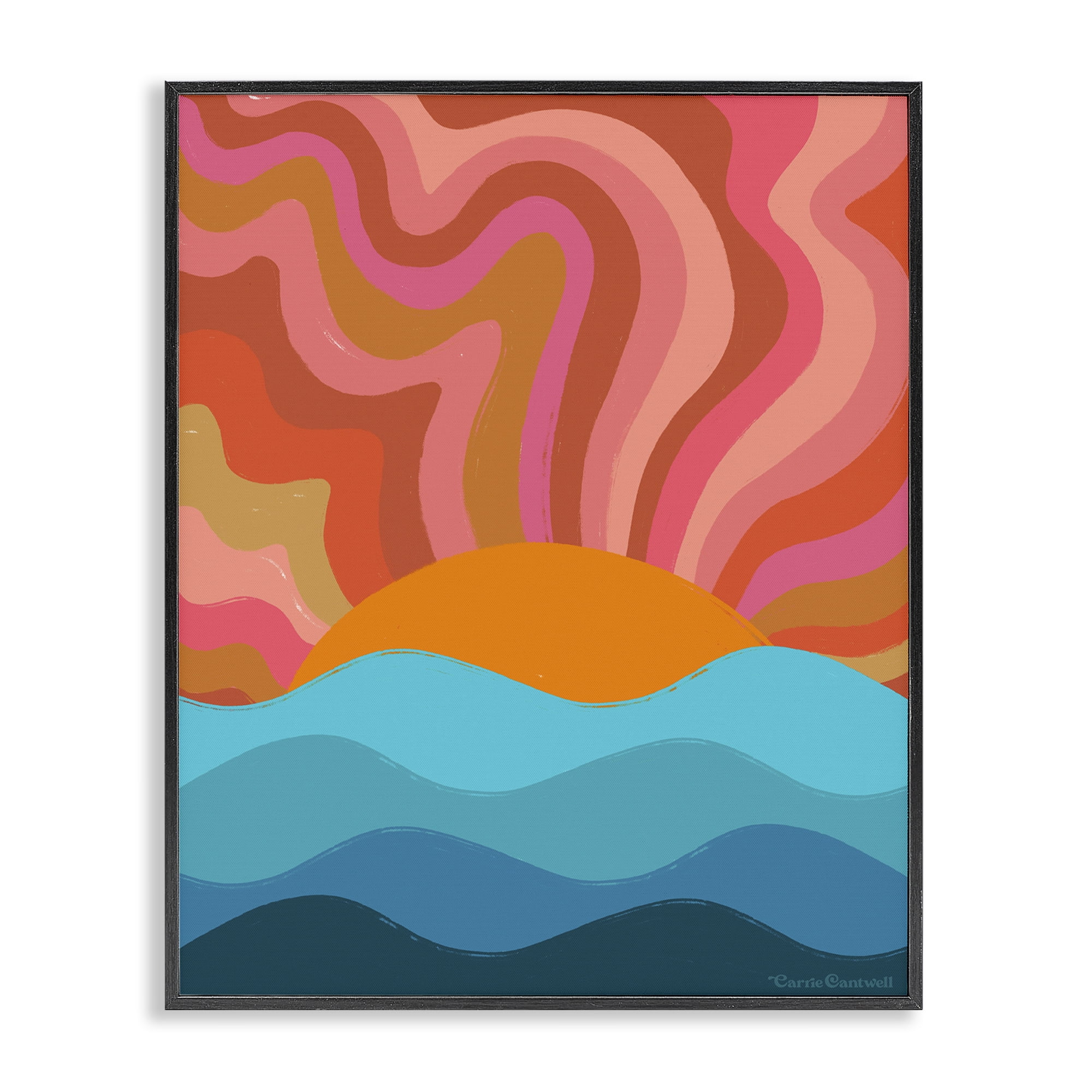 Stupell Industries Liquid Sunshine Funky Landscape Landscape Painting Black Framed Art Print Wall Art, 24 x 30