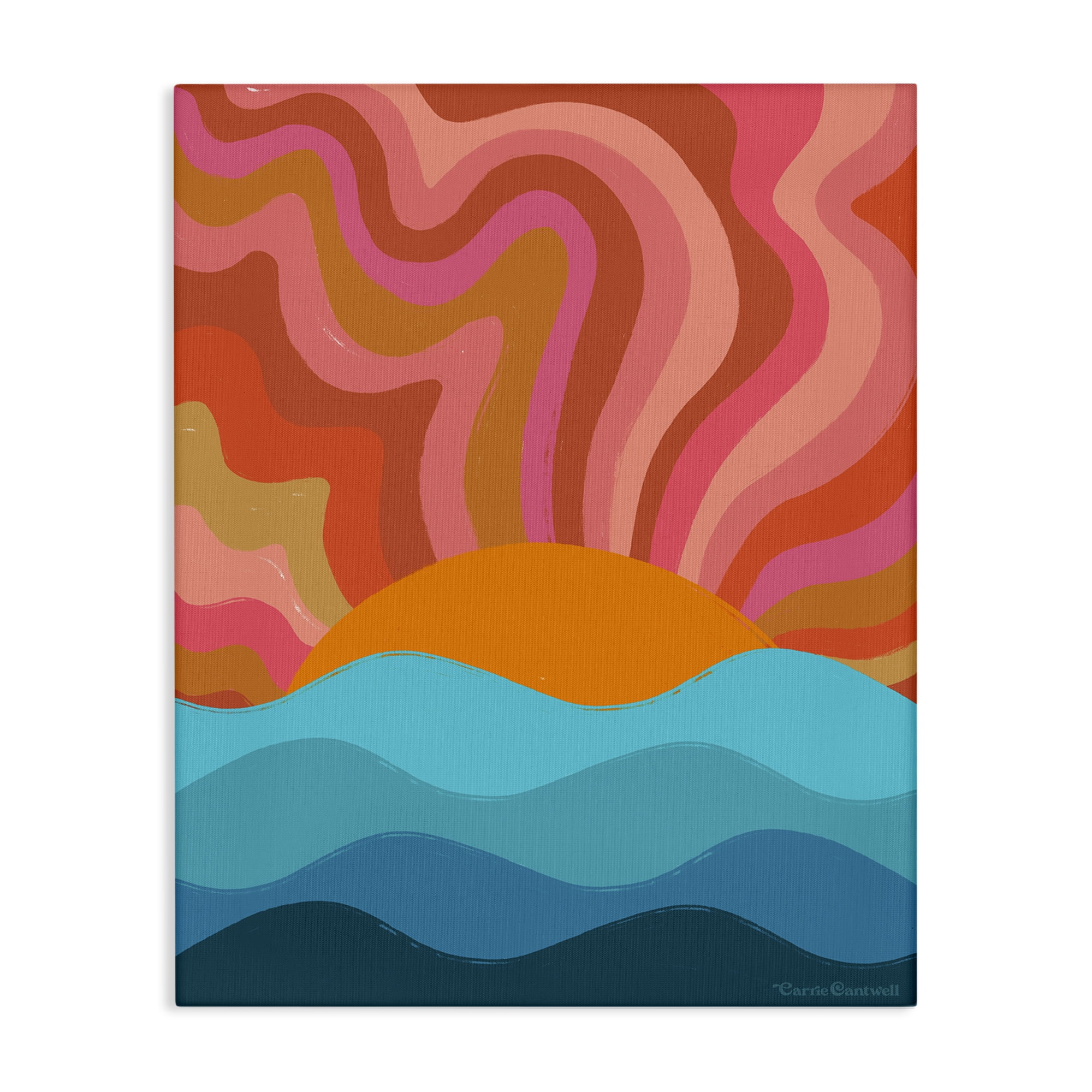 Stupell Industries Liquid Sunshine Funky Landscape Landscape Painting Gallery Wrapped Canvas Art Print Wall Art, 36 x 48