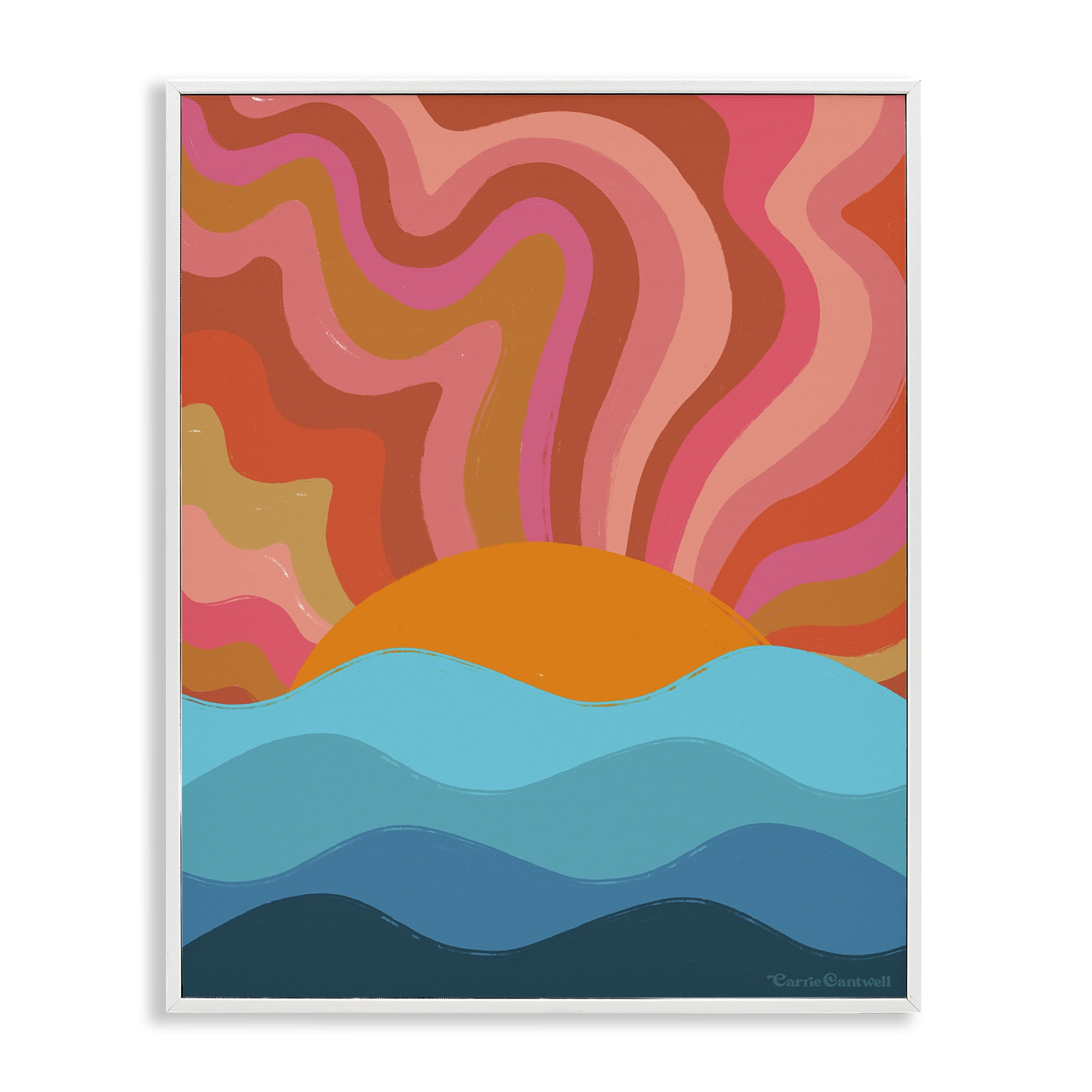 Stupell Industries Liquid Sunshine Funky Landscape Landscape Painting White Framed Art Print Wall Art, 16 x 20