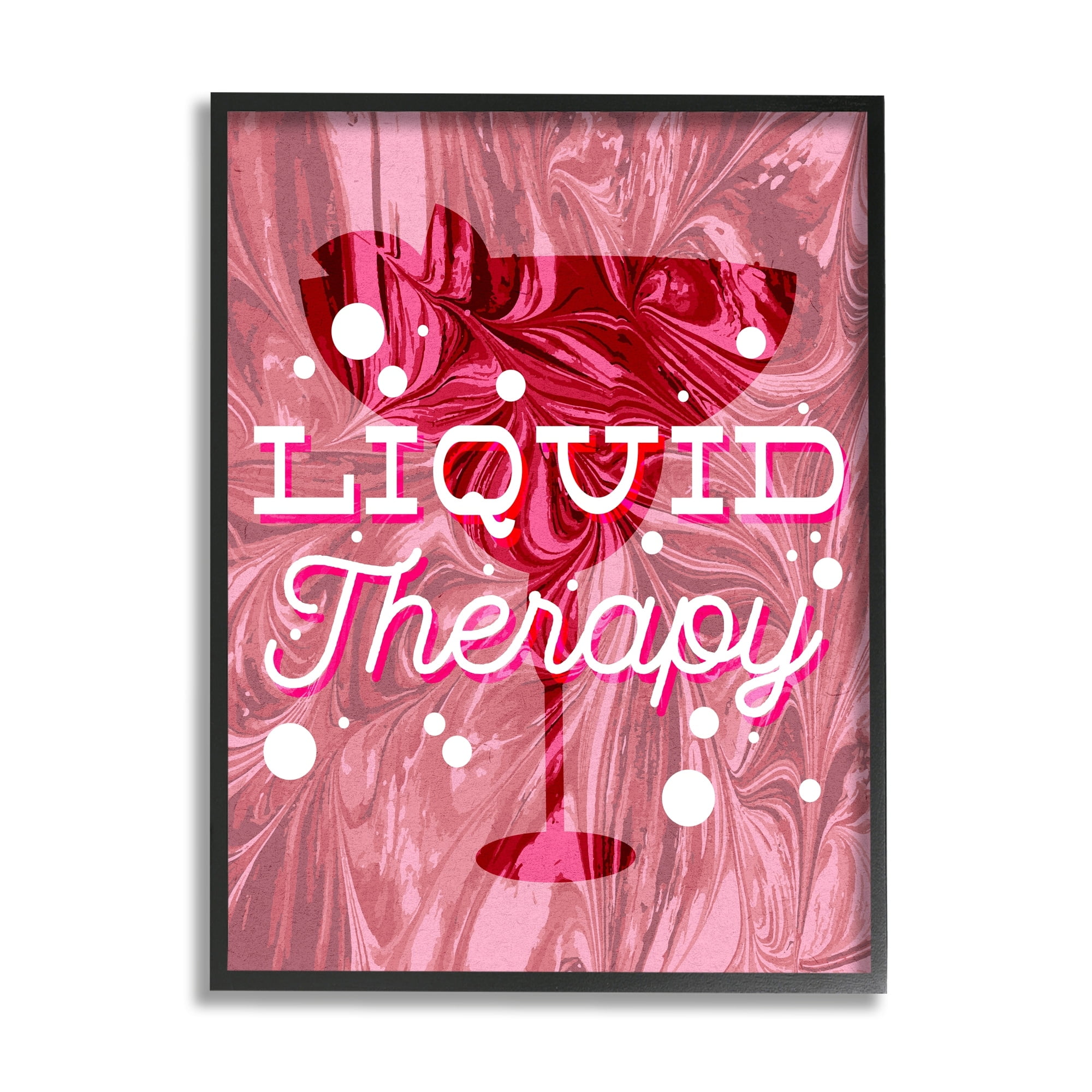 Bold Pink Cocktail Print on Canvas with Black Frame