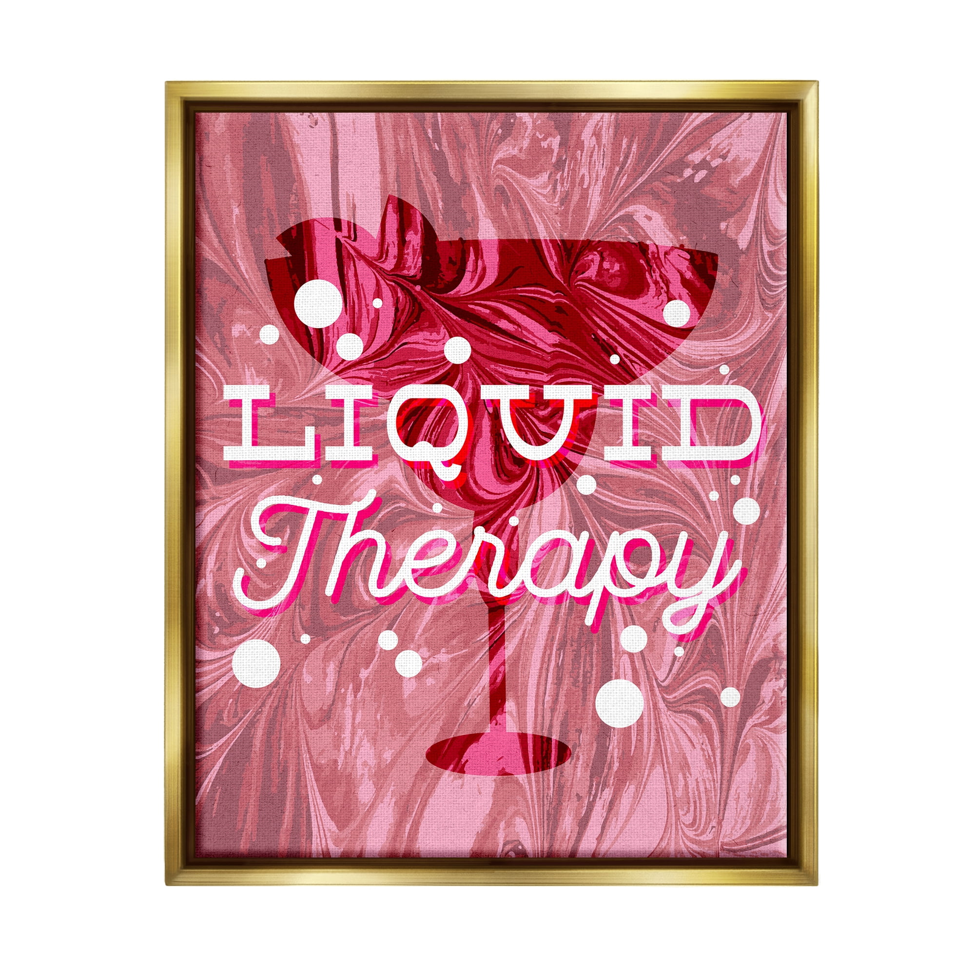 Stupell Industries Liquid Therapy Bold Pink Cocktail Food & Beverage Painting Gold Floater Framed Art Print Wall Art