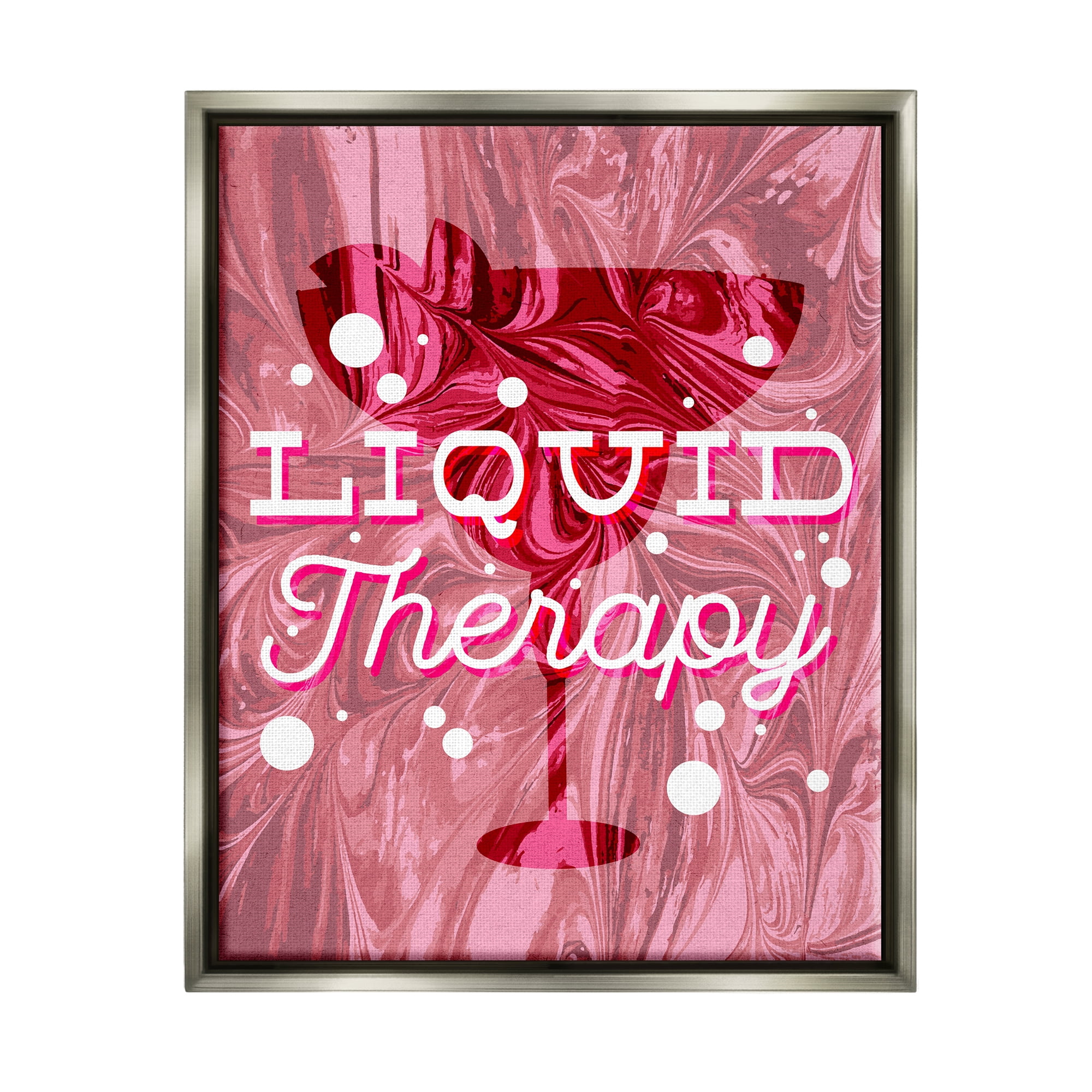 Stupell Industries Liquid Therapy Bold Pink Cocktail Food & Beverage Painting Gray Floater Framed Art Print Wall Art
