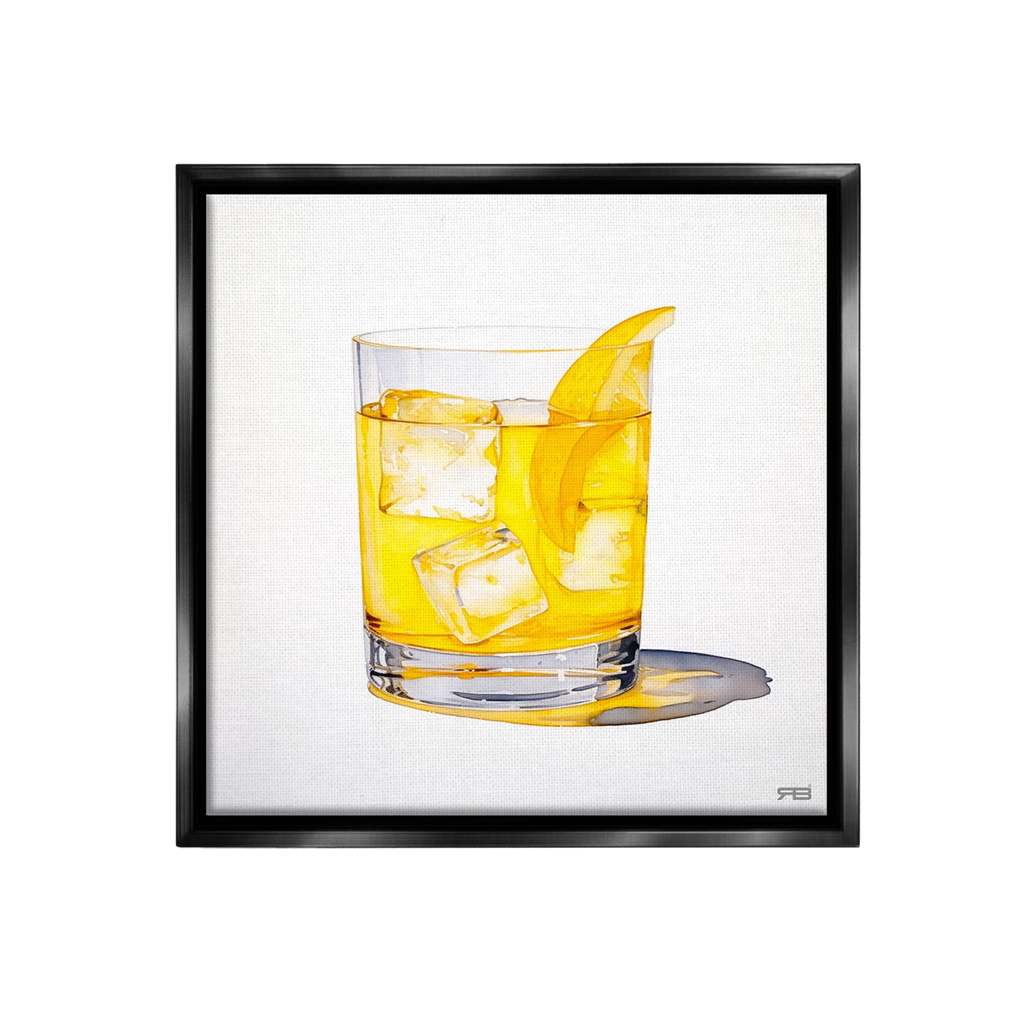 Stupell Industries Liquor with Citrus Peel Food & Beverage Painting Black Floater Framed Canvas Art Print Wall Art, 18 x 18