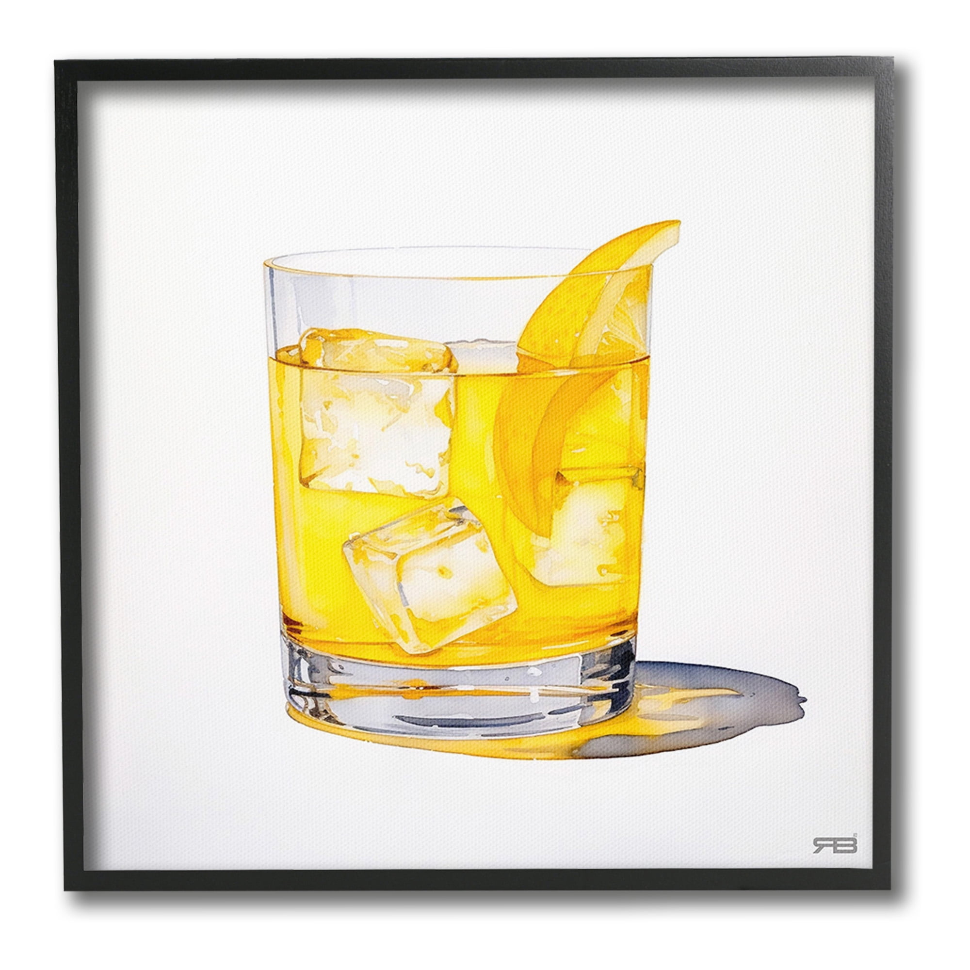 Stupell Industries Liquor with Citrus Peel Food & Beverage Painting Black Framed Art Print Wall Art, 12 x 12