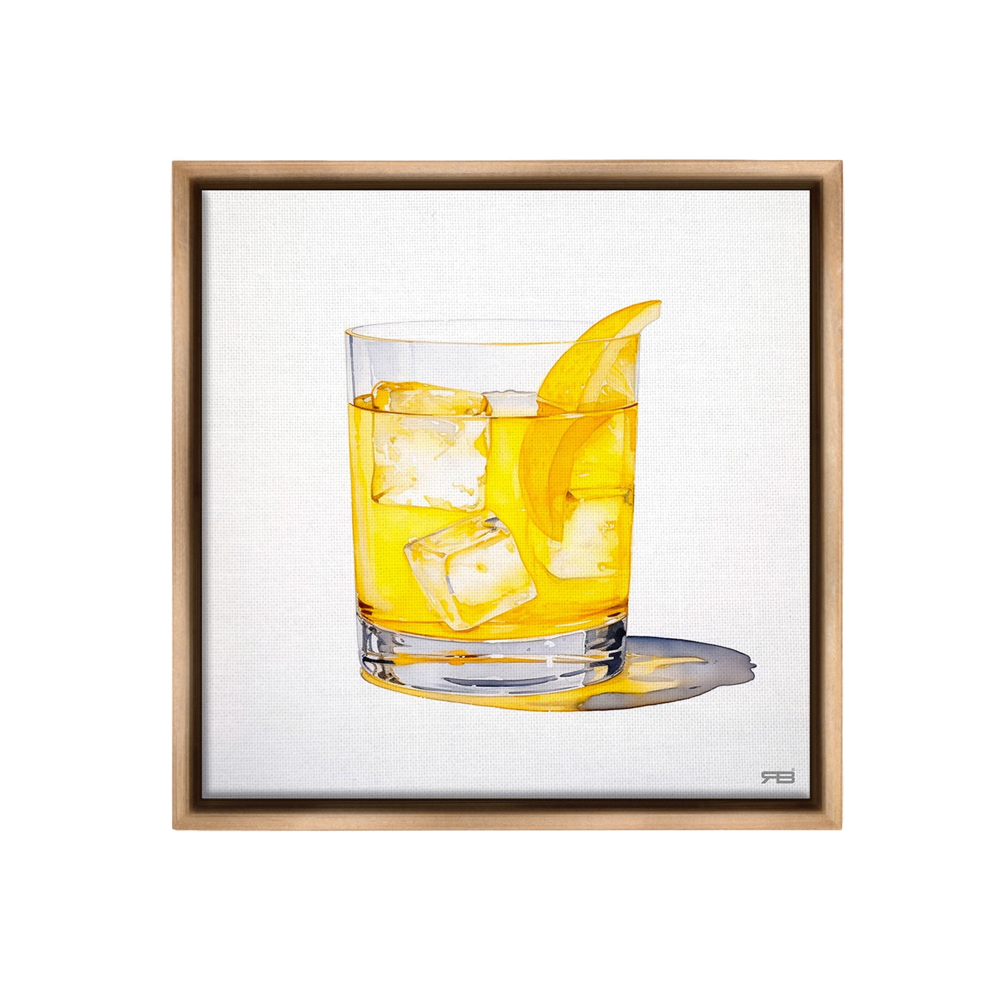 Stupell Industries Liquor with Citrus Peel Food & Beverage Painting Brown Floater Framed Canvas Art Print Wall Art, 25 x 25