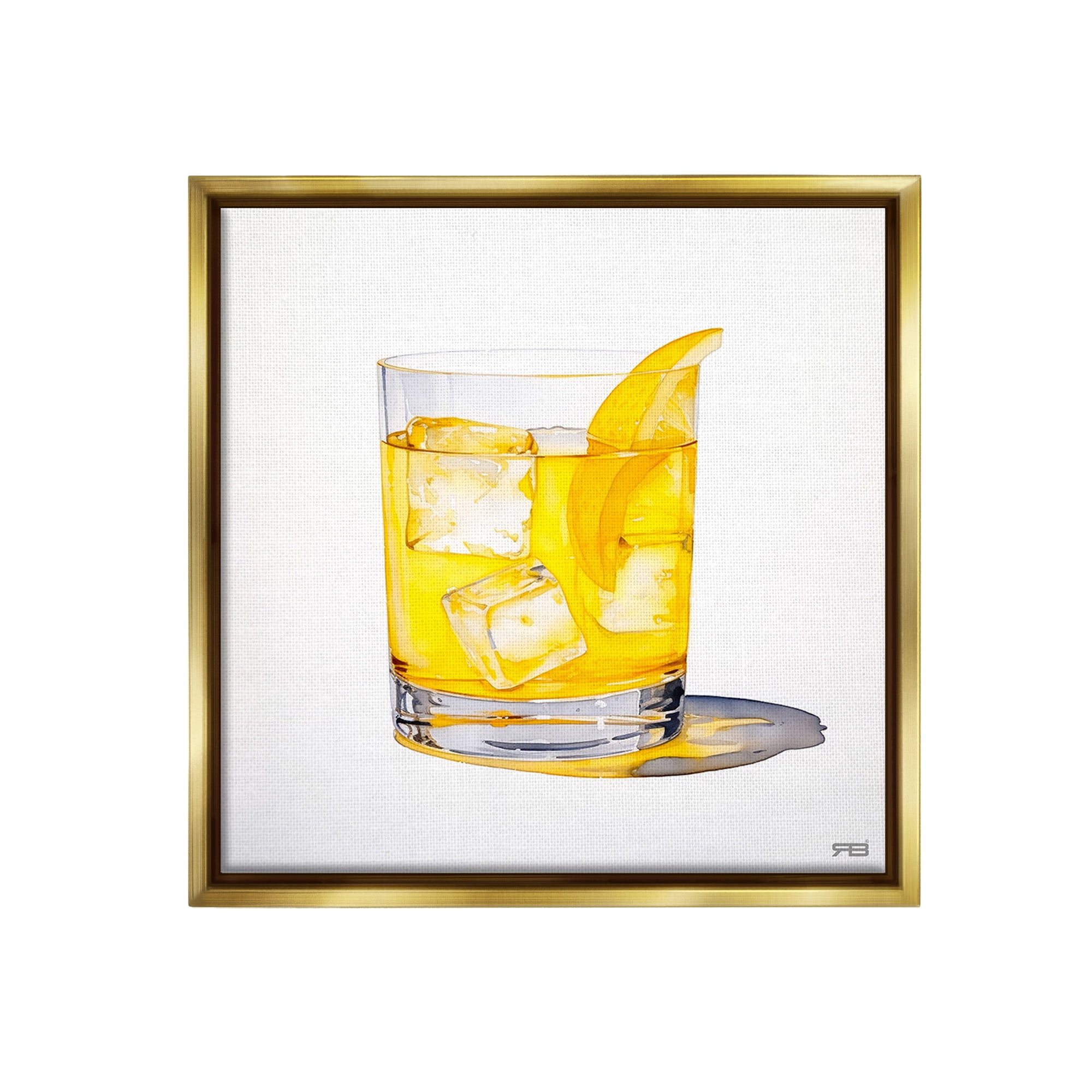 Stupell Industries Liquor with Citrus Peel Food & Beverage Painting Gold Floater Framed Canvas Art Print Wall Art, 25 x 25