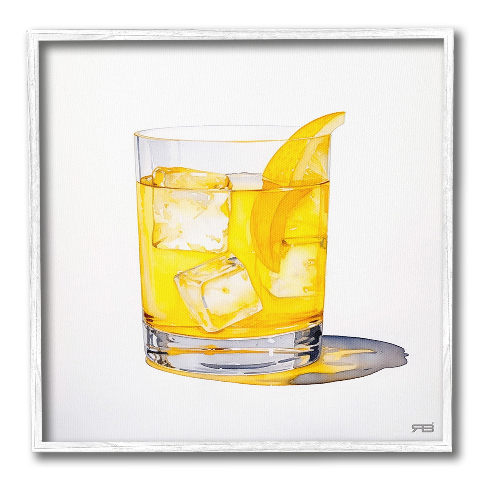 Stupell Industries Liquor with Citrus Peel Food & Beverage Painting White Framed Art Print Wall Art, 17 x 17