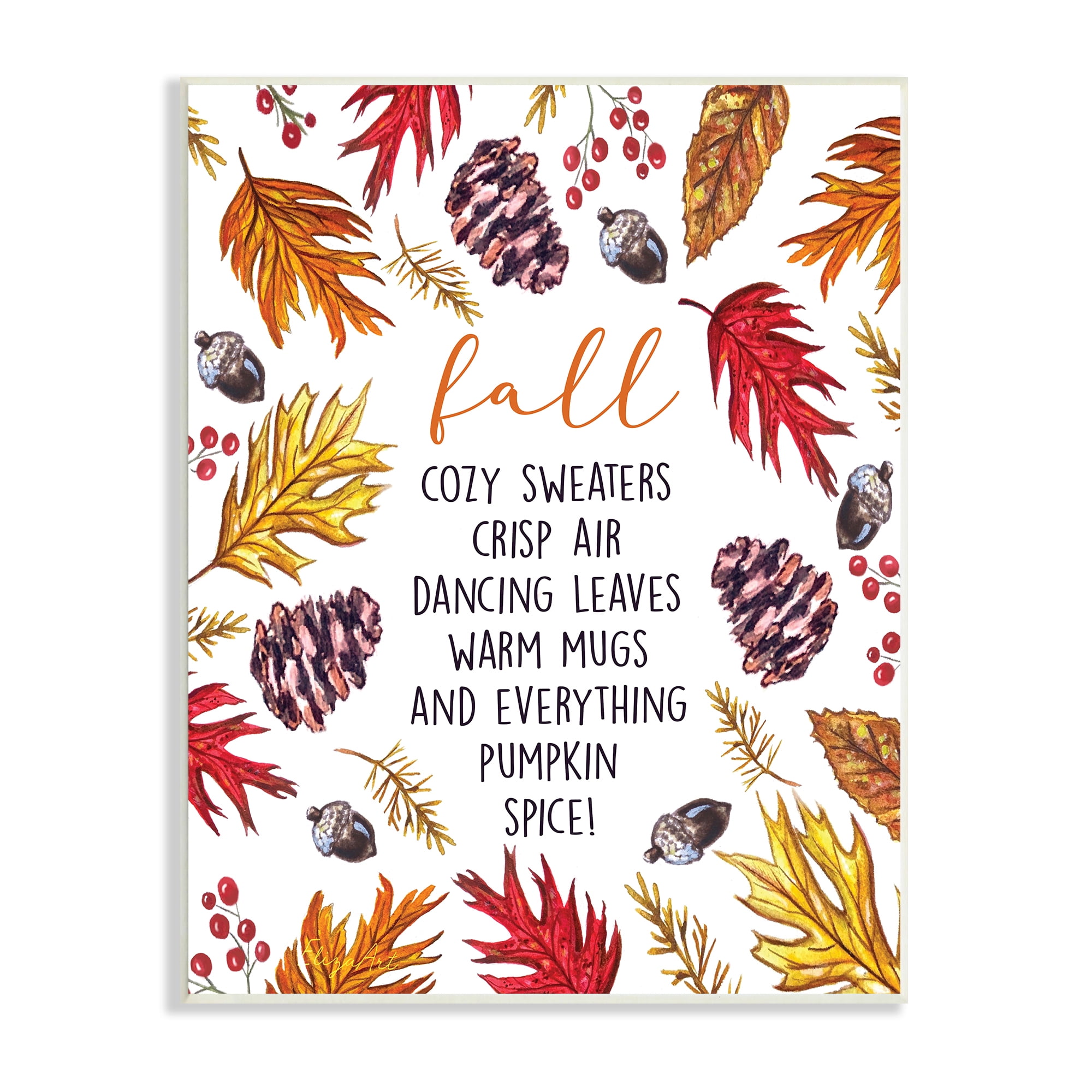 Stupell Industries List of Fall Favorites Autumn Forest Foliage Wreath, 10 x 15, Designed by Elizabeth Tyndall