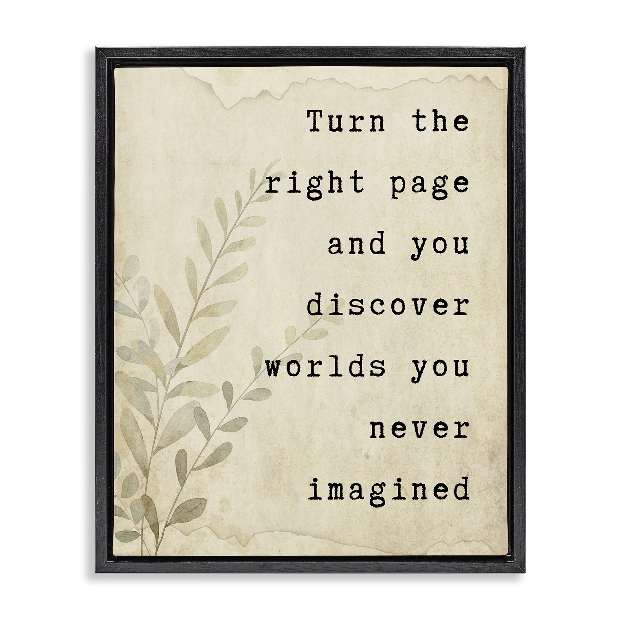 Stupell Industries Literary Wonders Quote Black Framed Floater Canvas Wall Art, design by Julia Frost