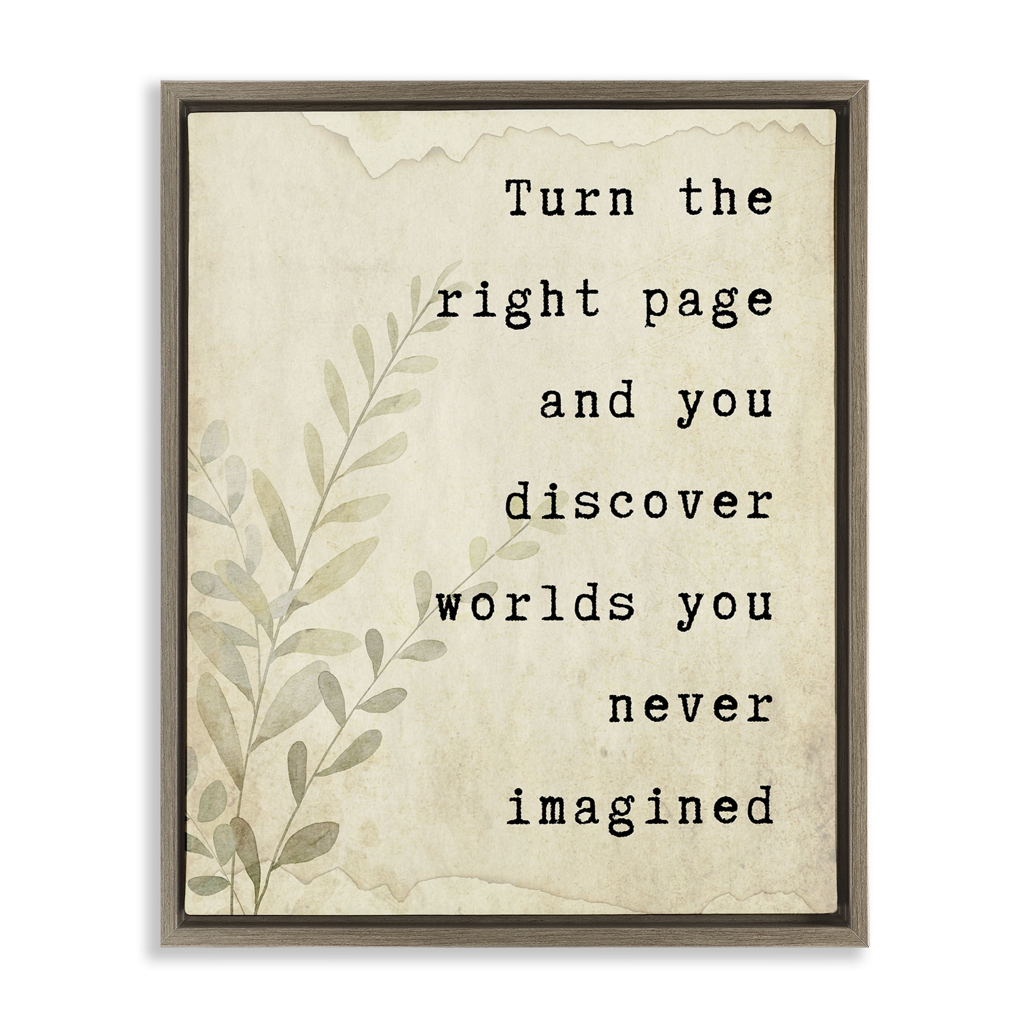 Stupell Industries Literary Wonders Quote Brown Framed Floater Canvas Wall Art, design by Julia Frost