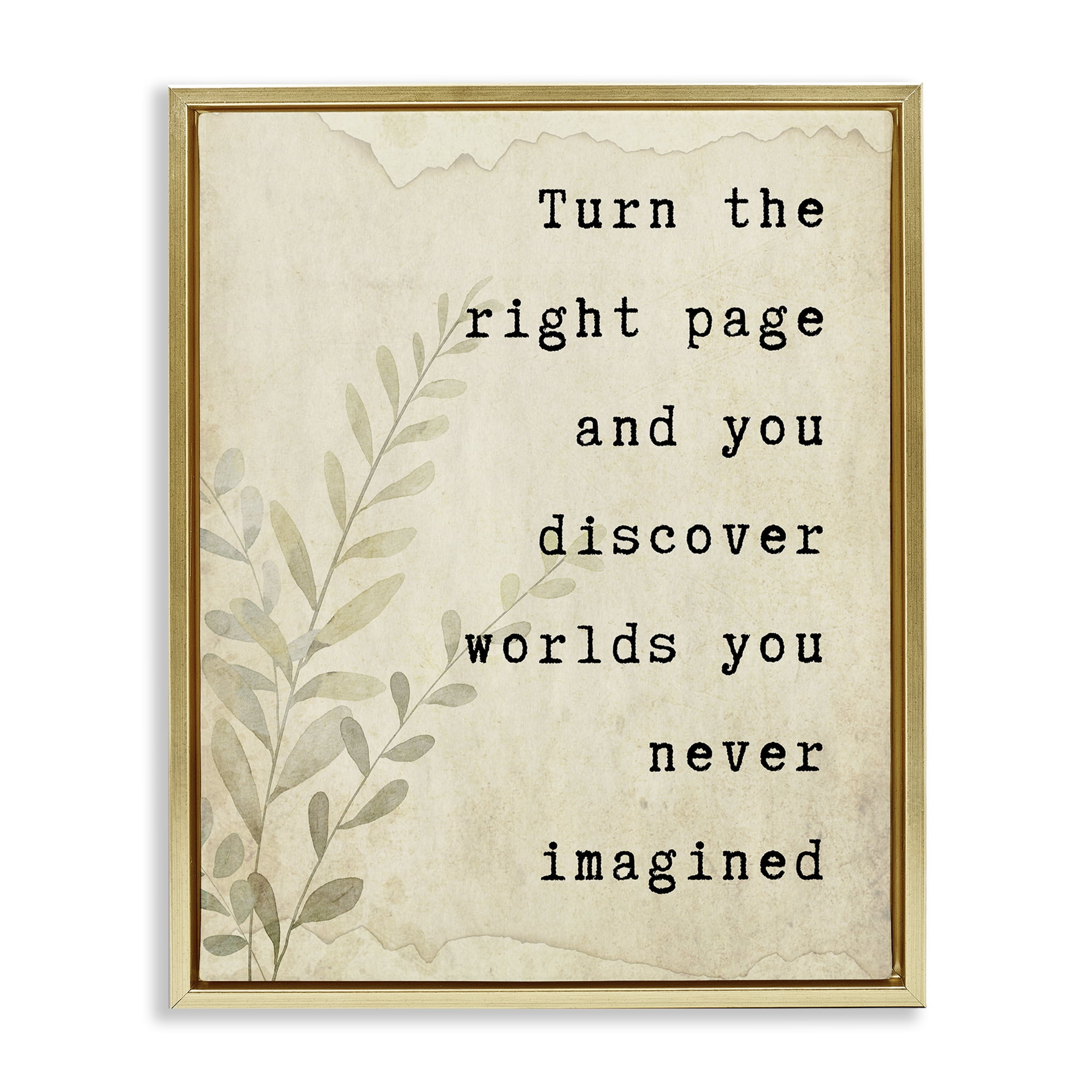 Stupell Industries Literary Wonders Quote Gold Framed Floater Canvas Wall Art, design by Julia Frost