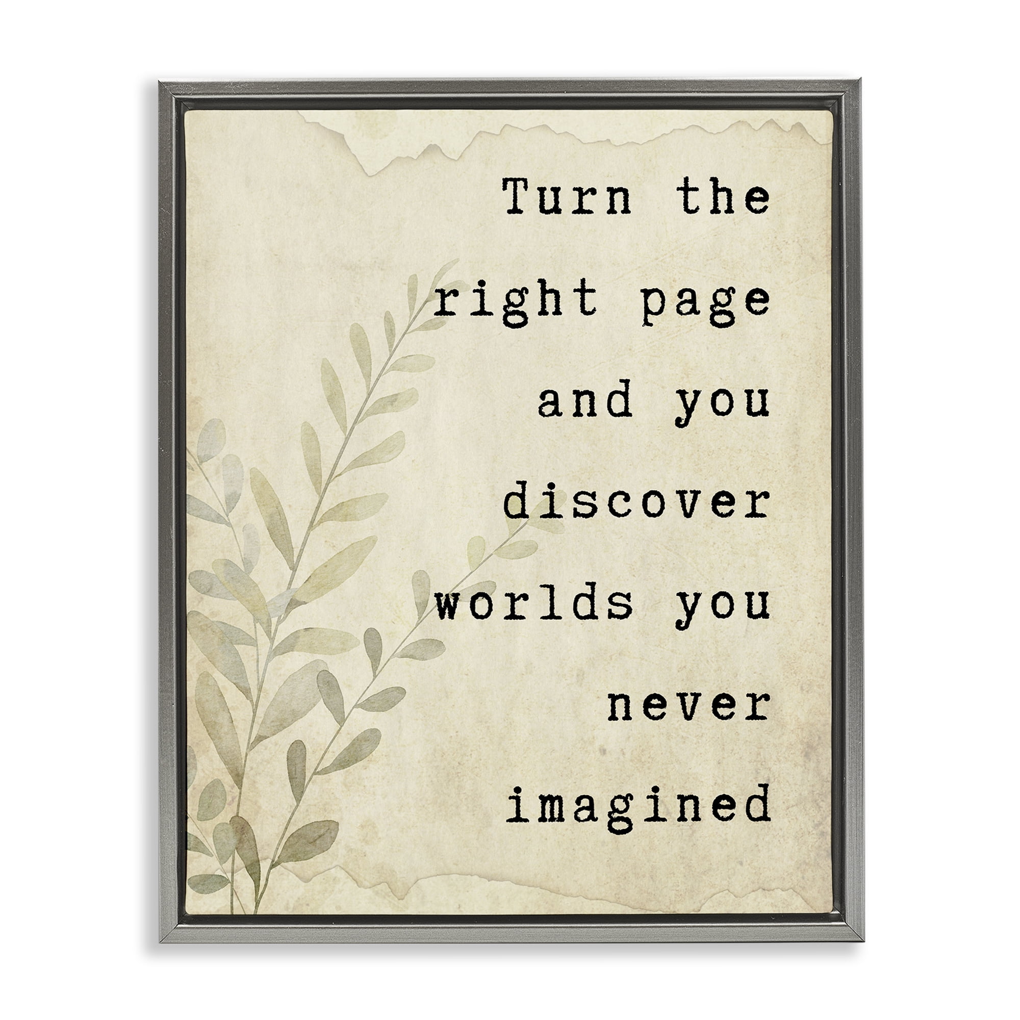 Stupell Industries Literary Wonders Quote Gray Framed Floater Canvas Wall Art, design by Julia Frost