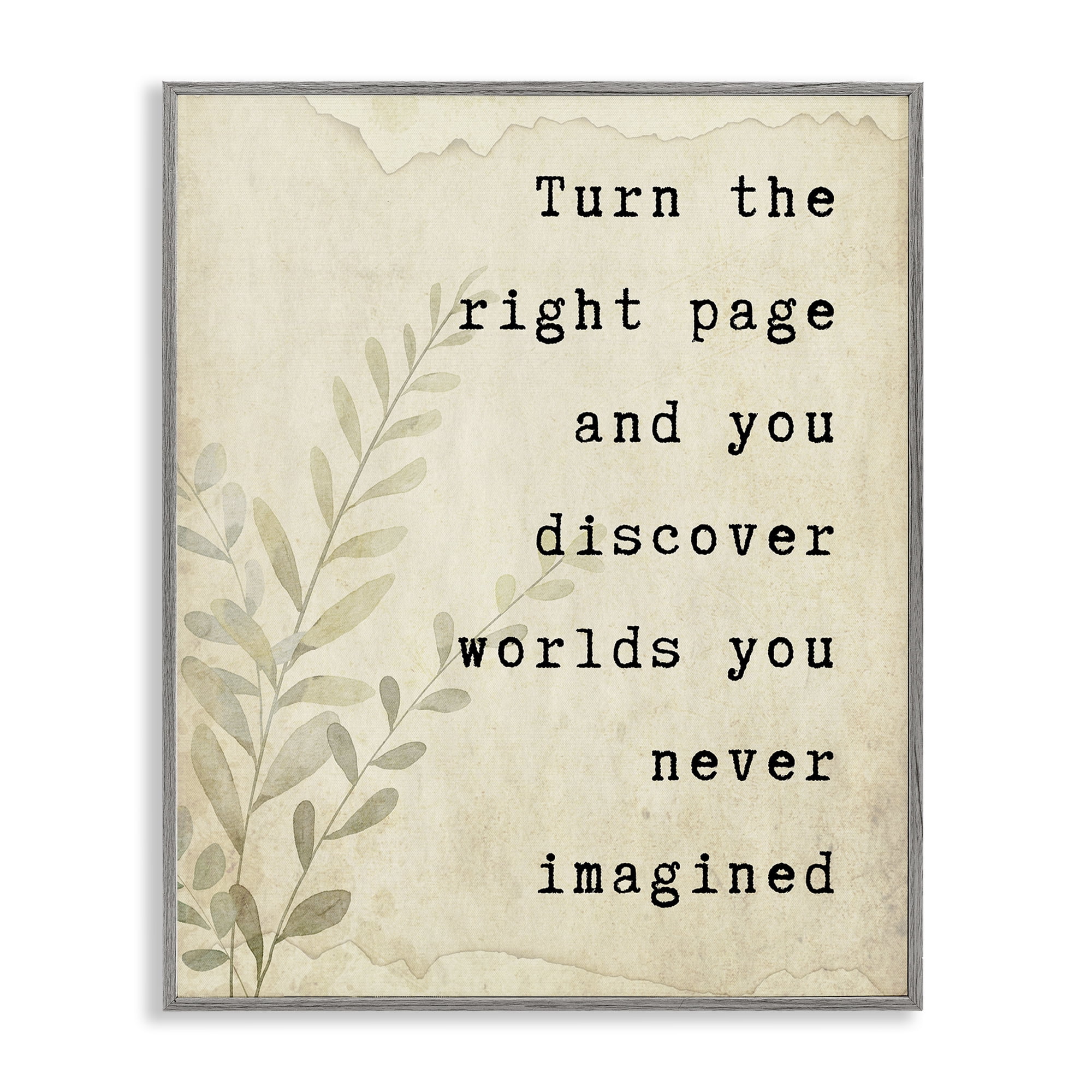 Stupell Industries Literary Wonders Quote Gray Framed Giclee Art, design by Julia Frost