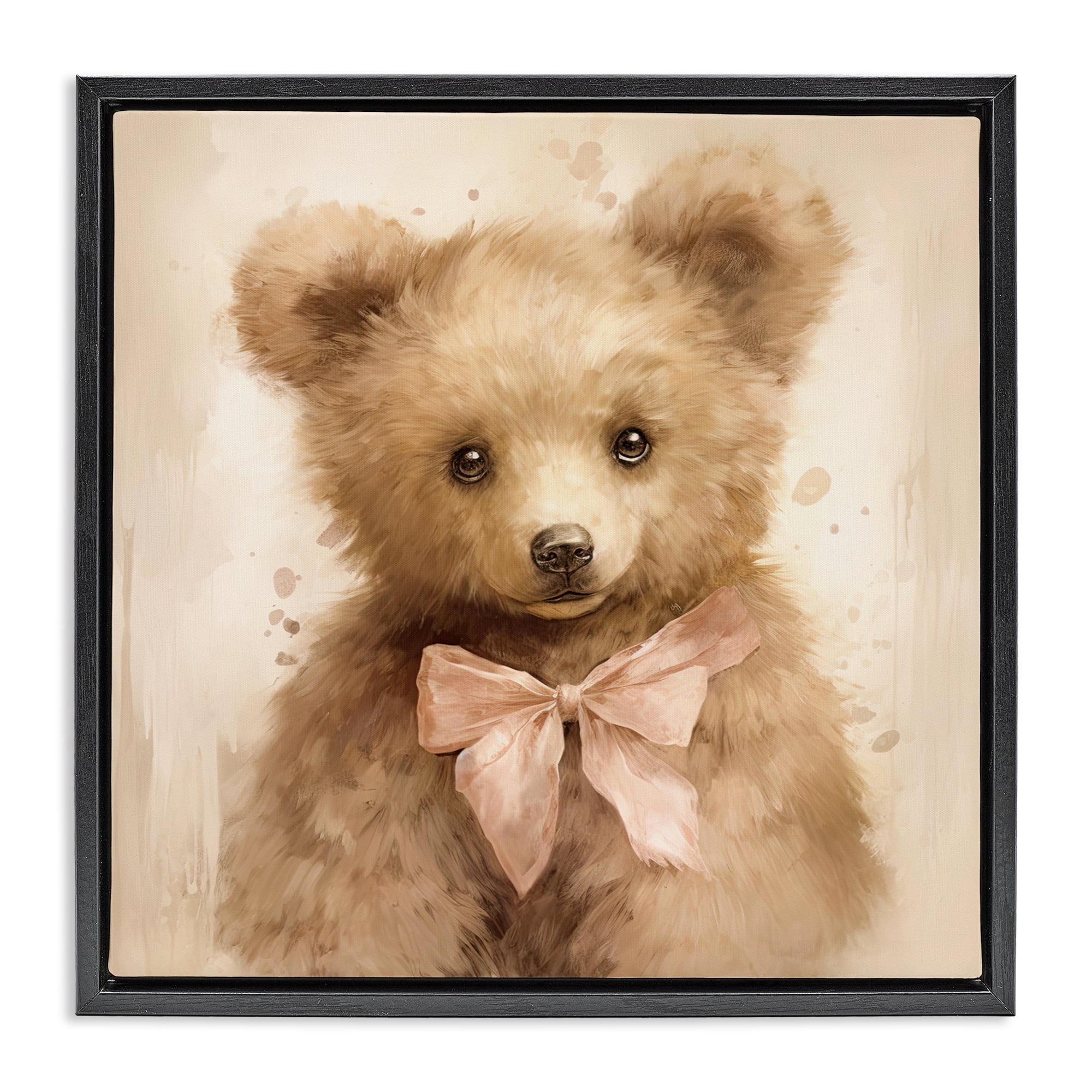 Stupell Industries Little Baby Bear Black Framed Floater Canvas Wall Art, design by Tina LeCour