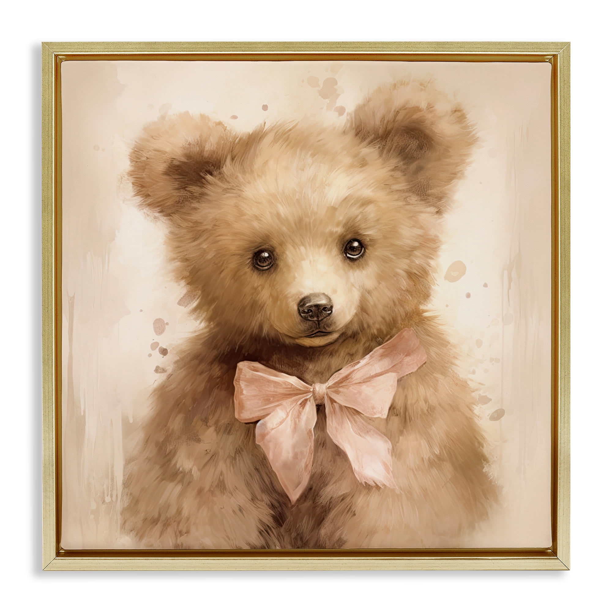 Stupell Industries Little Baby Bear Gold Framed Floater Canvas Wall Art, design by Tina LeCour