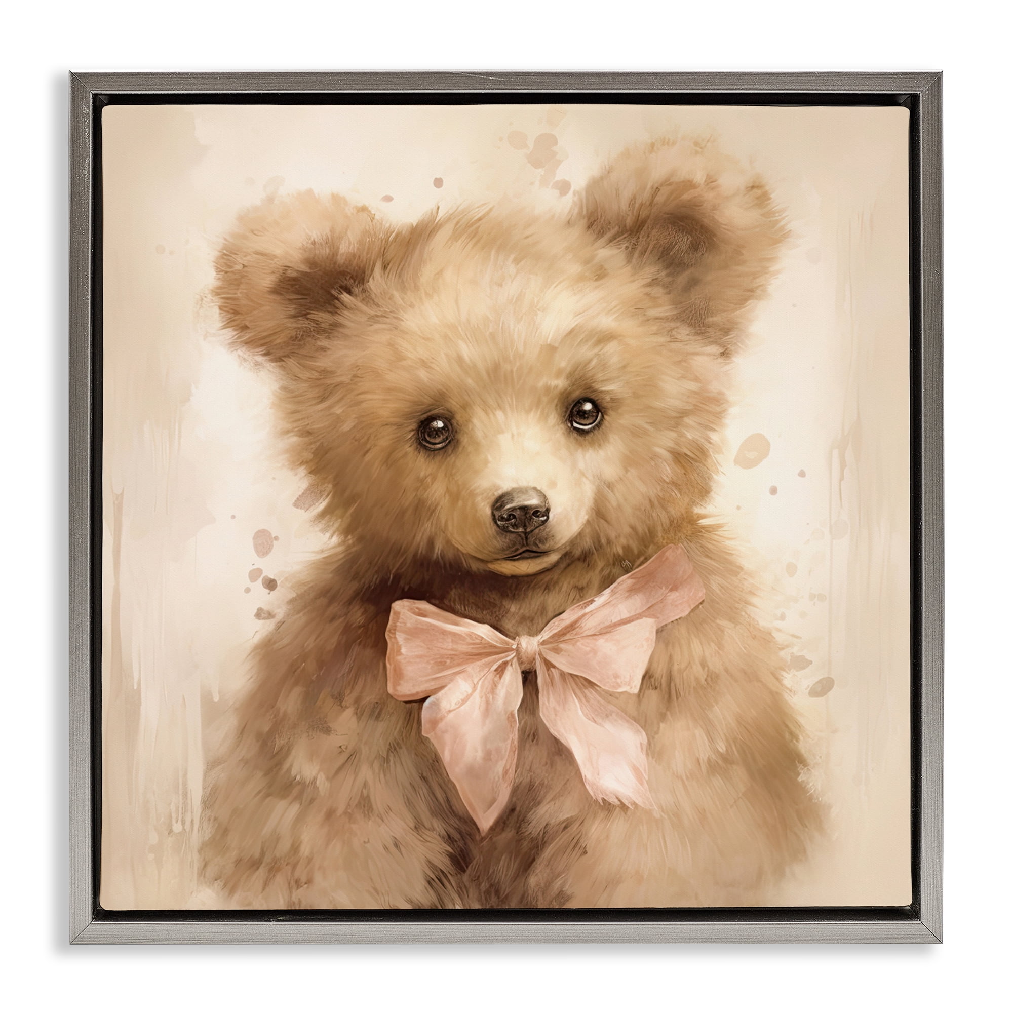 Stupell Industries Little Baby Bear Gray Framed Floater Canvas Wall Art, design by Tina LeCour
