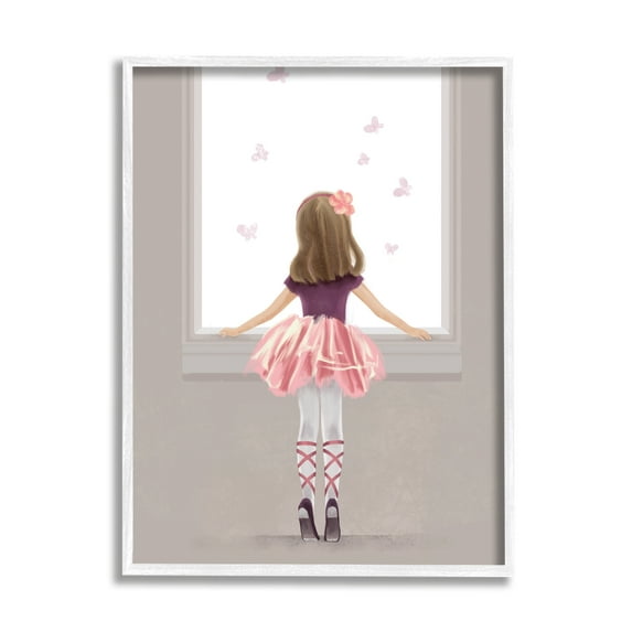 Stupell Industries Little Ballerina Dancer Girl Butterfly Pink Purple, 11 x 14,Design by Ziwei Li