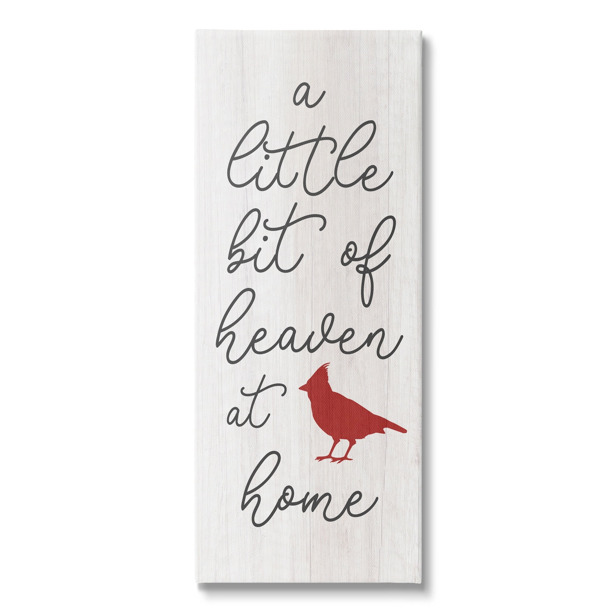 Stupell Industries Little Bit Of Heaven Calligraphy Red Cardinal Motif Canvas Wall Art, 10 x 24, Design by Daphne Polselli