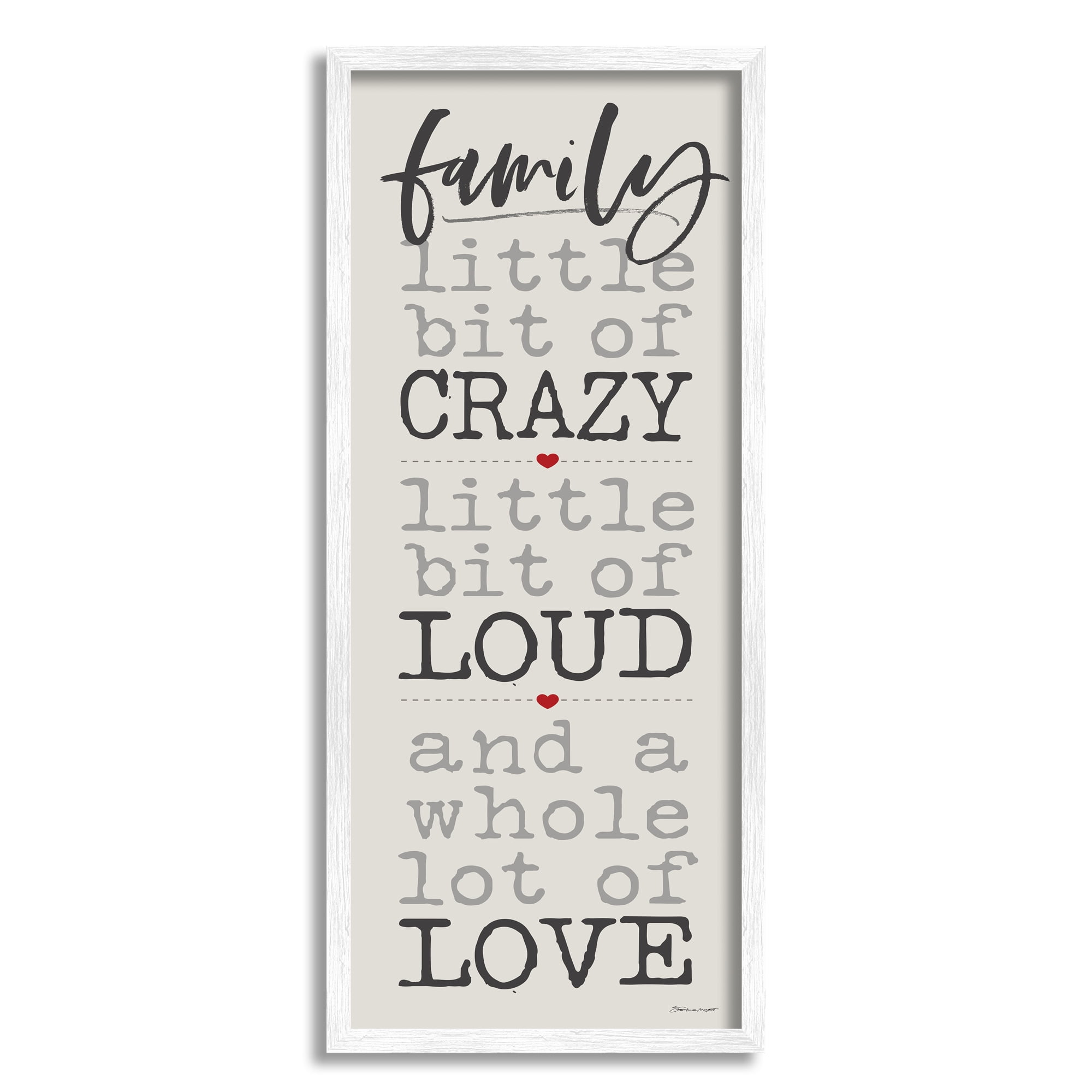Stupell Industries Little Bit of Crazy Whole Lot of Love Family Typography, 10 x 24,Design by Stephanie Workman Marrott