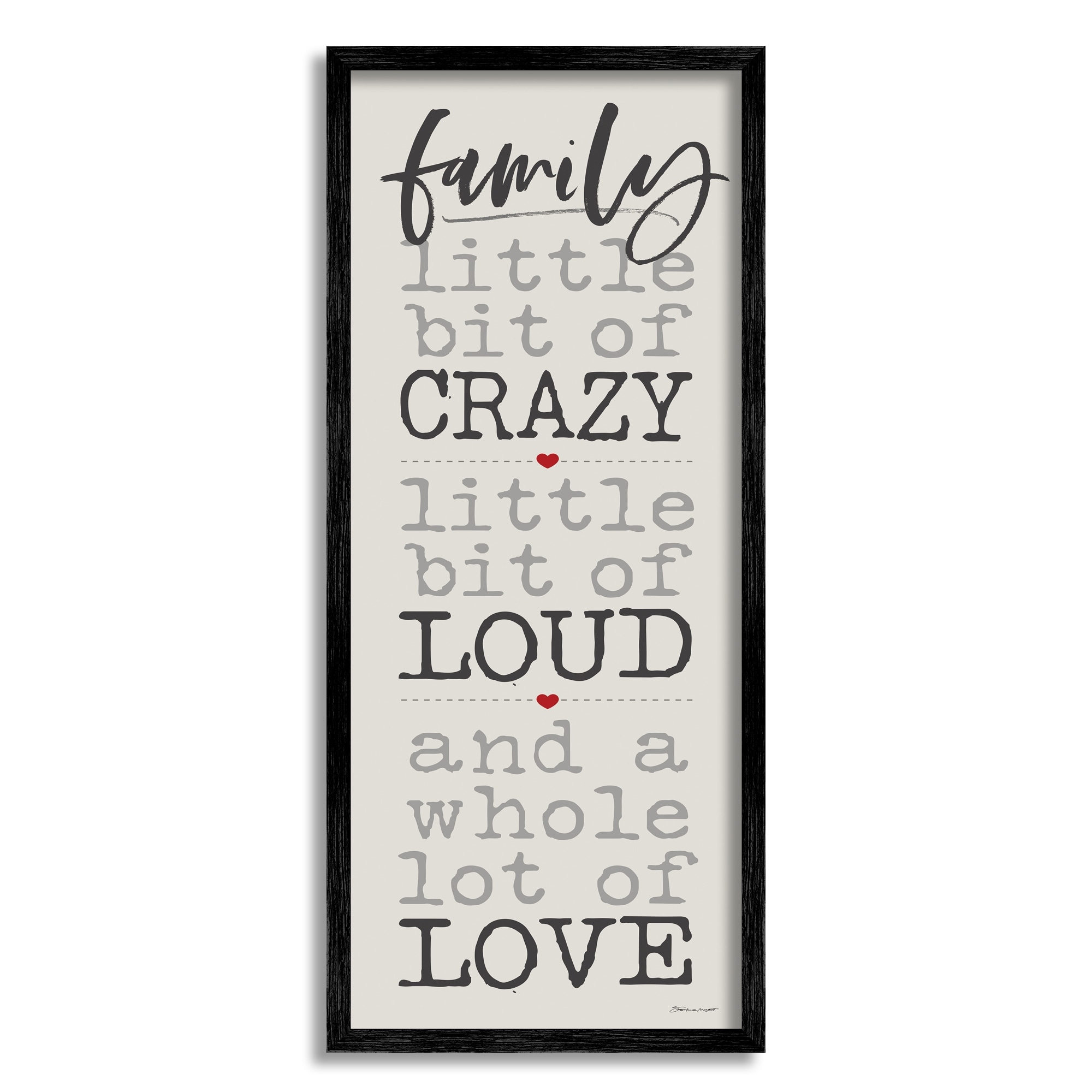 Stupell Industries Little Bit of Crazy Whole Lot of Love Family Typography, 13 x 30,Design by Stephanie Workman Marrott