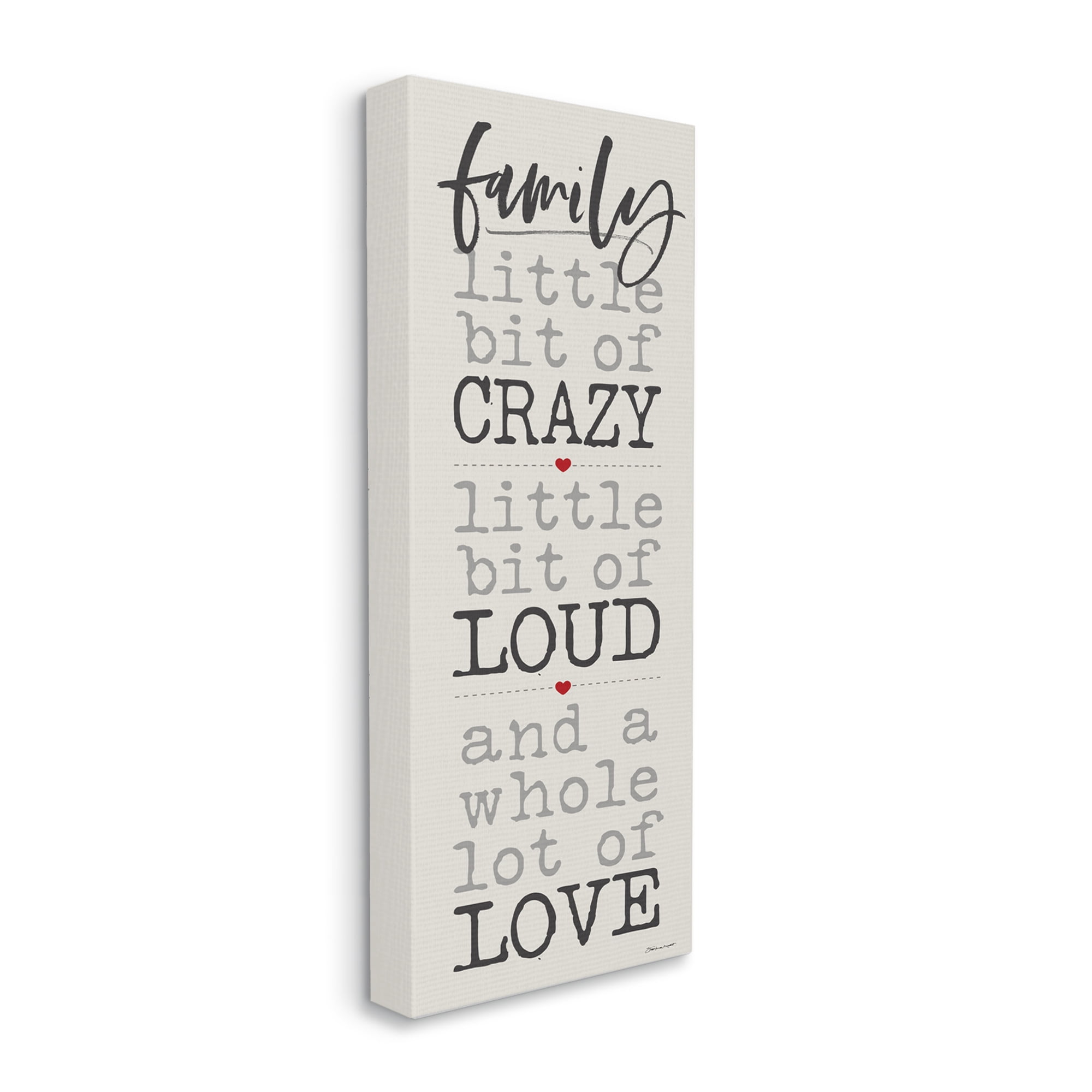 Stupell Industries Little Bit of Crazy Whole Lot of Love Family Typography, 17 x 40,Design by Stephanie Workman Marrott