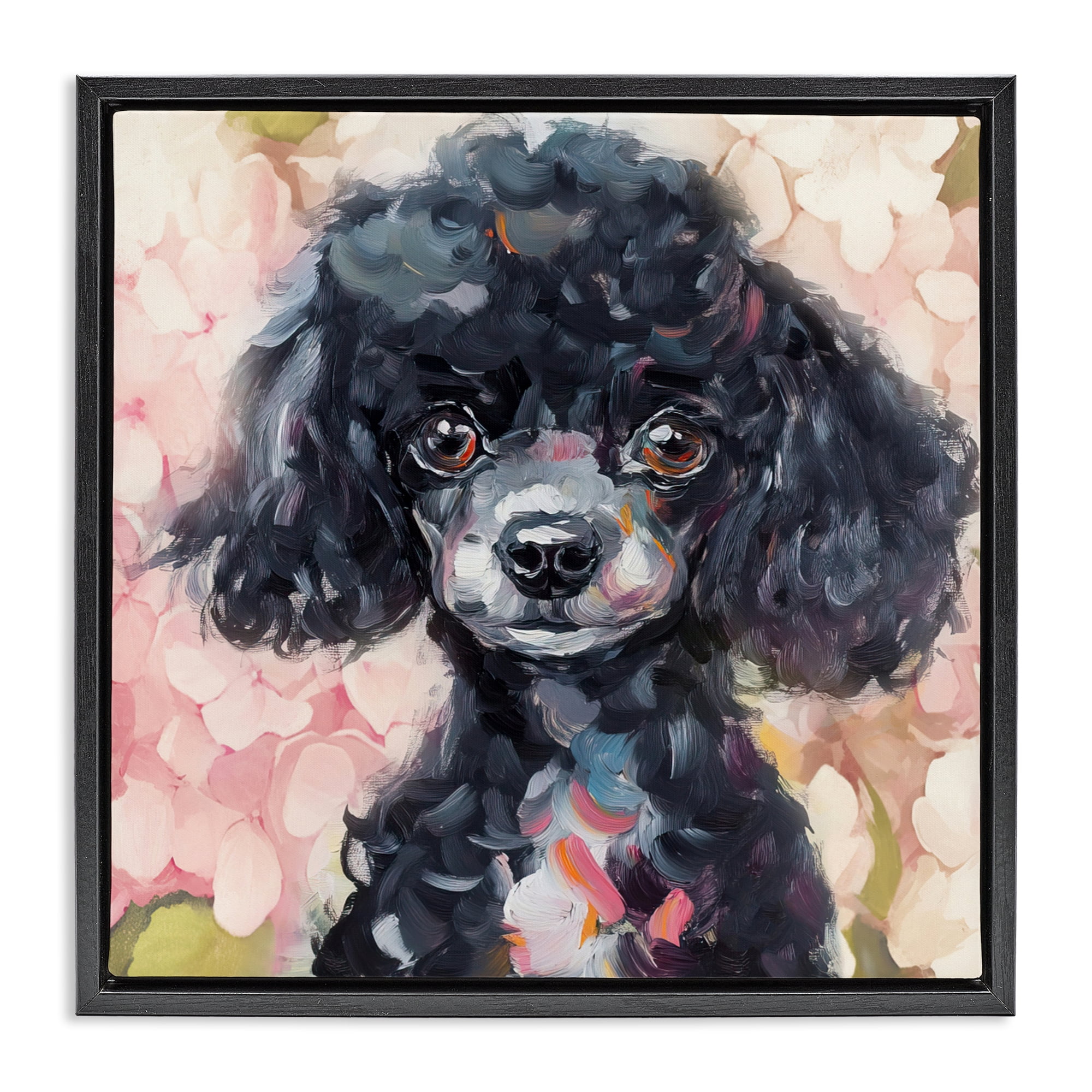 Stupell Industries Little Black Poodle Black Framed Floater Canvas Wall Art, design by Tina LeCour