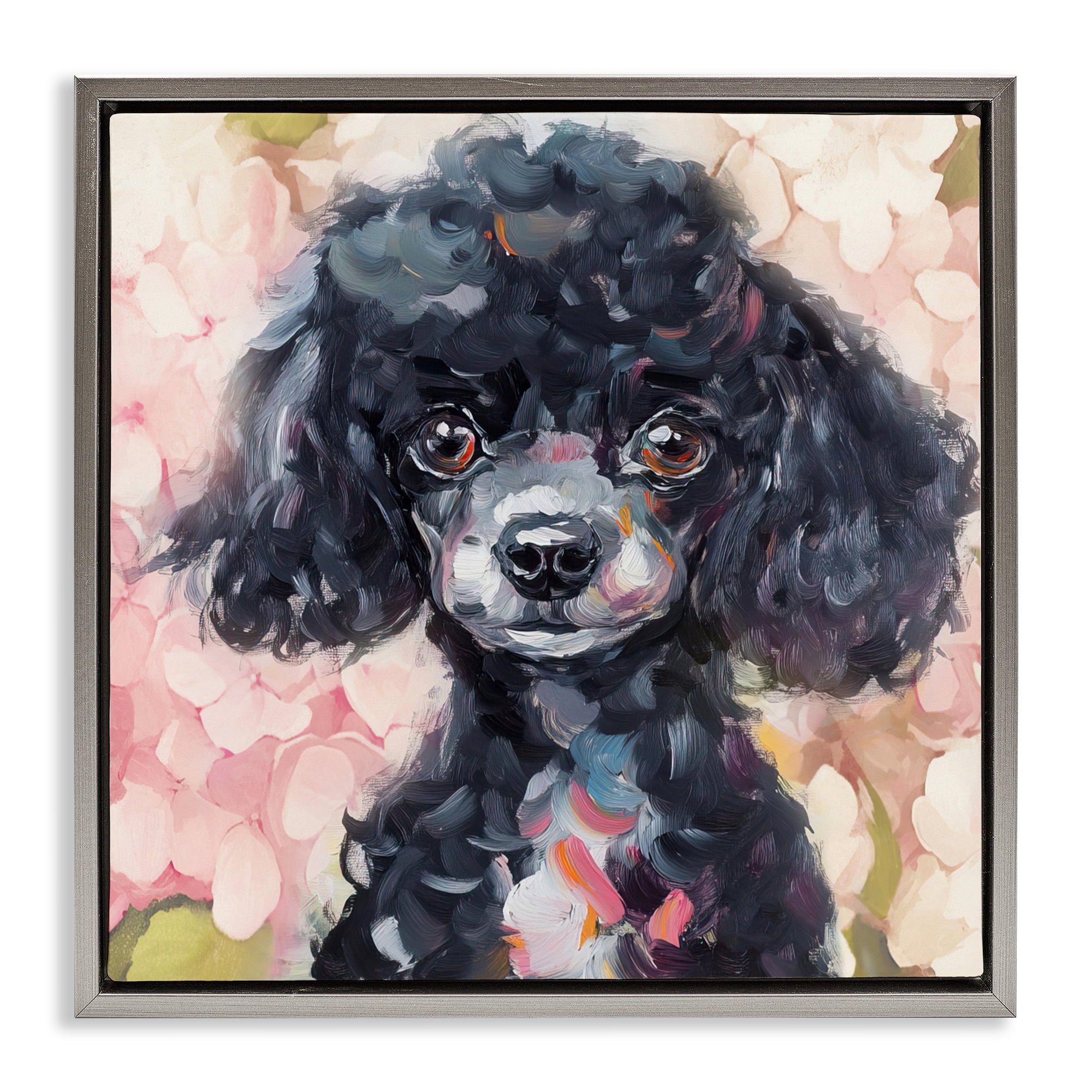 Stupell Industries Little Black Poodle Gray Framed Floater Canvas Wall Art, design by Tina LeCour