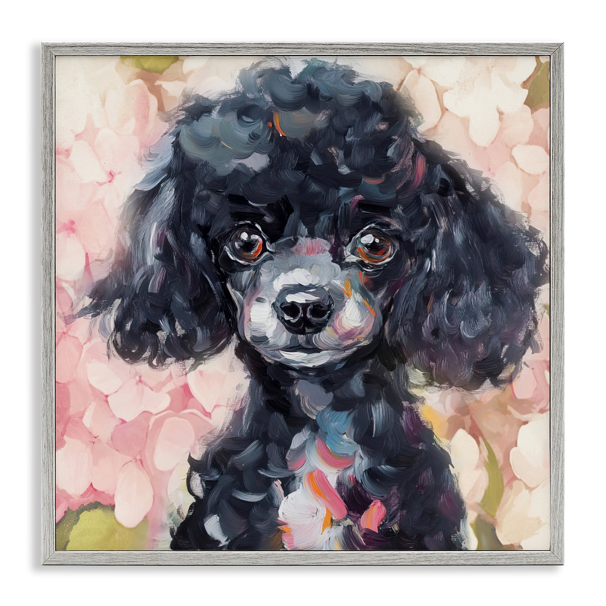 Stupell Industries Little Black Poodle Gray Framed Giclee Art, design by Tina LeCour