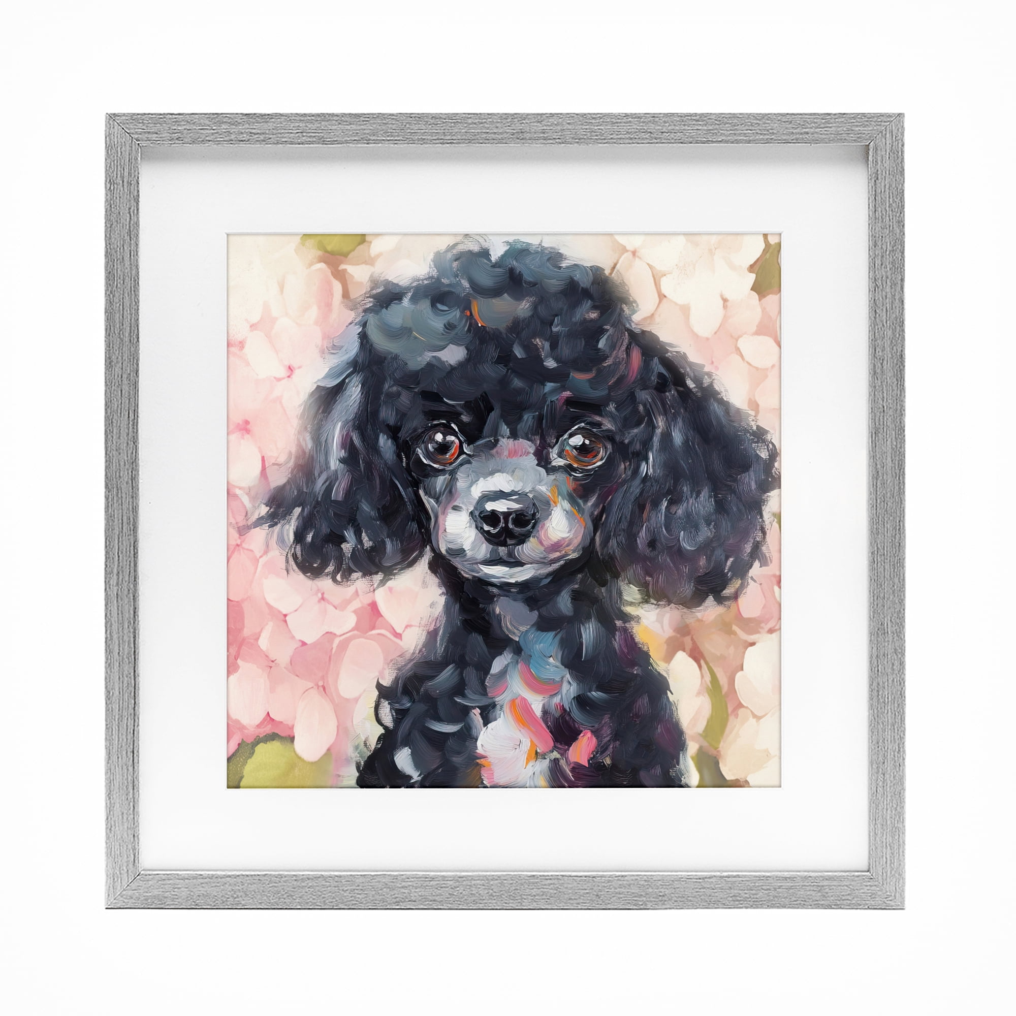 Stupell Industries Little Black Poodle Gray Framed Print Under Glass, design by Tina LeCour