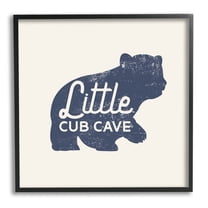 Stupell Industries Little Cub Cave Animal Graphic Art Black Framed Art Print Wall Art, Design by Lil' Rue