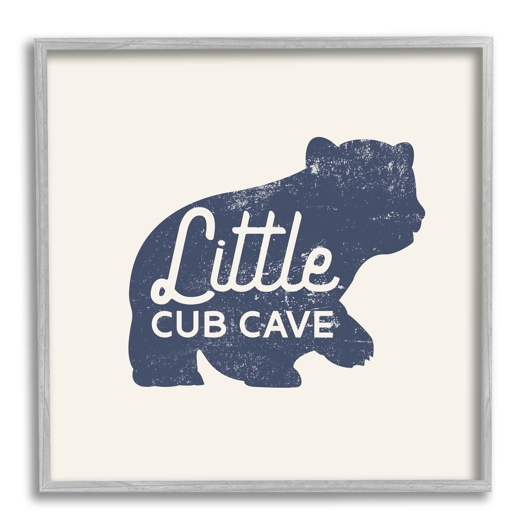 Stupell Industries Little Cub Cave Animal Graphic Art Gray Framed Art Print Wall Art, Design by Lil' Rue