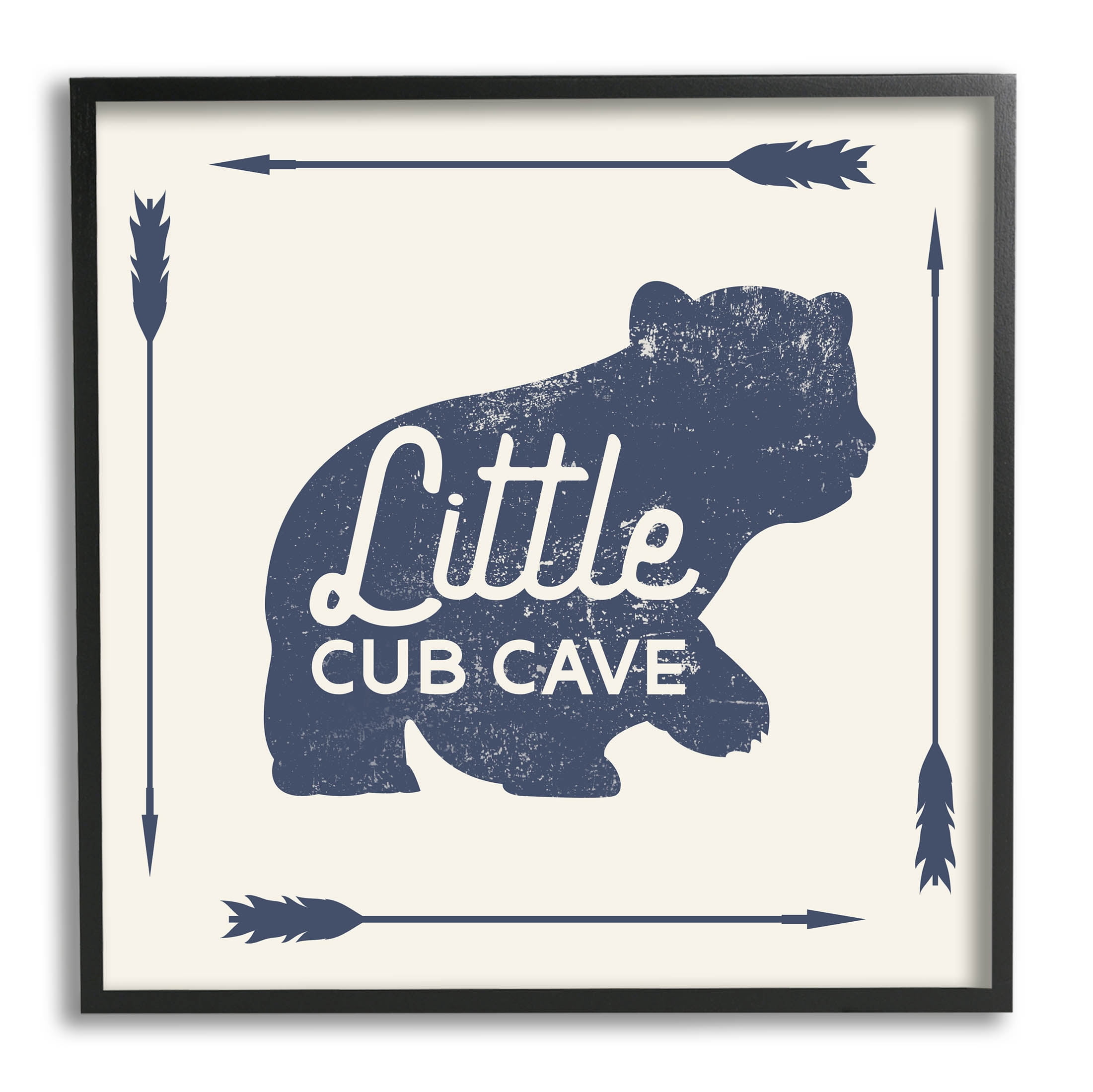 Stupell Industries Little Cub Cave Bear Sign Graphic Art Black Framed Art Print Wall Art, Design by Lil' Rue