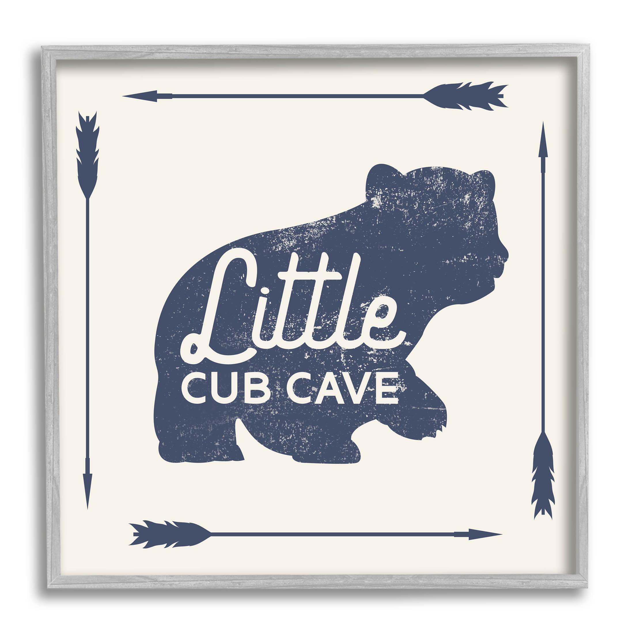 Stupell Industries Little Cub Cave Bear Sign Graphic Art Gray Framed Art Print Wall Art, Design by Lil' Rue