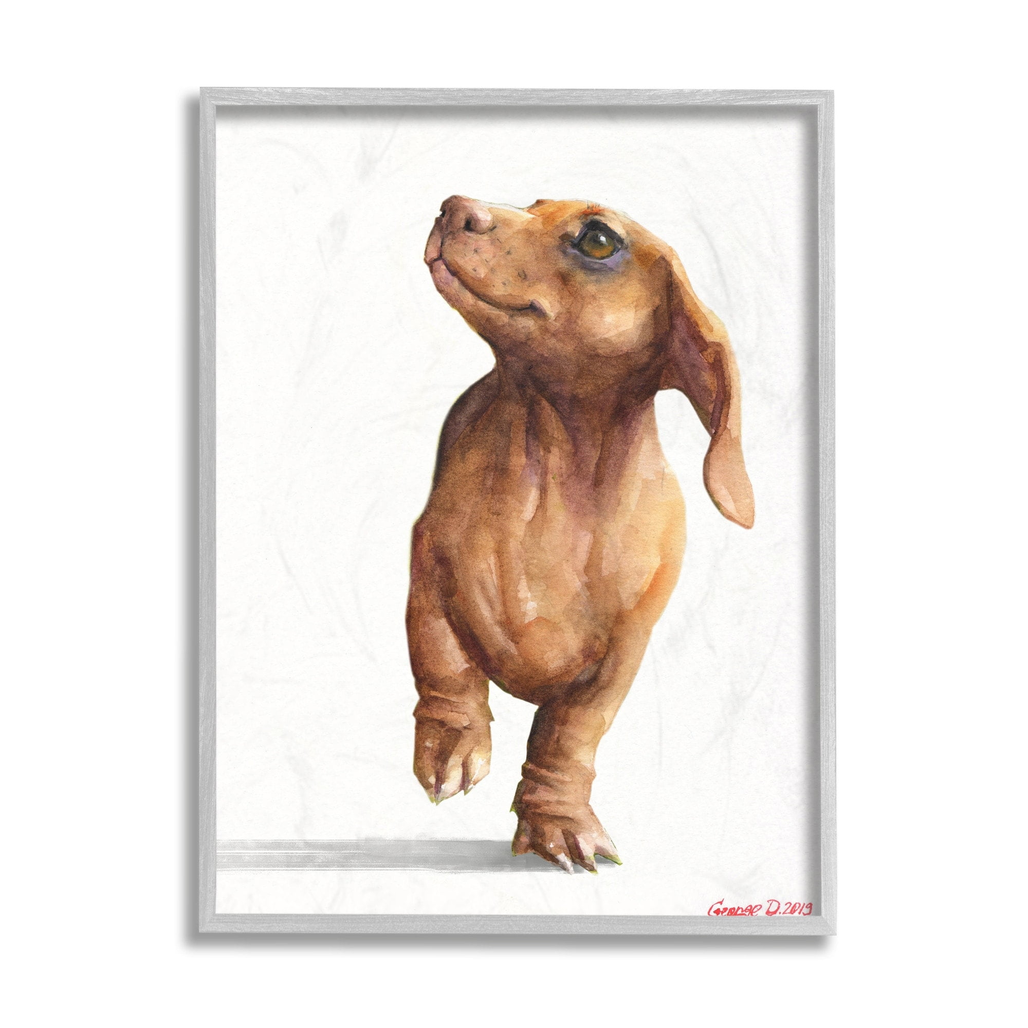 Stupell Industries Little Dachshund Dog Strutt Adorable Pet Portrait Black Framed, 11 x 14, Design by George Dyachenko
