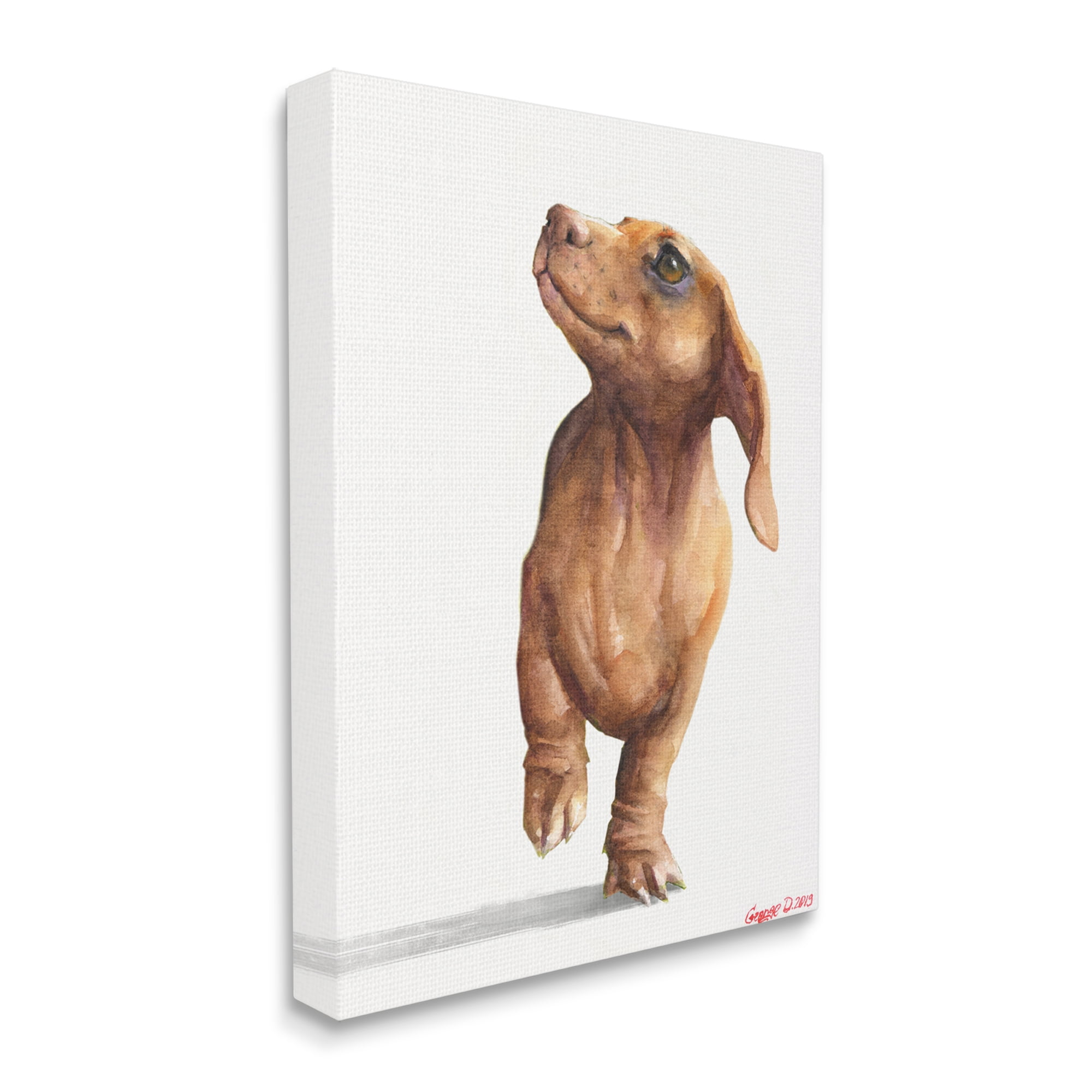 Stupell Industries Little Dachshund Dog Strutt Adorable Pet Portrait Canvas Wall Art, 36 x 48, Design by George Dyachenko