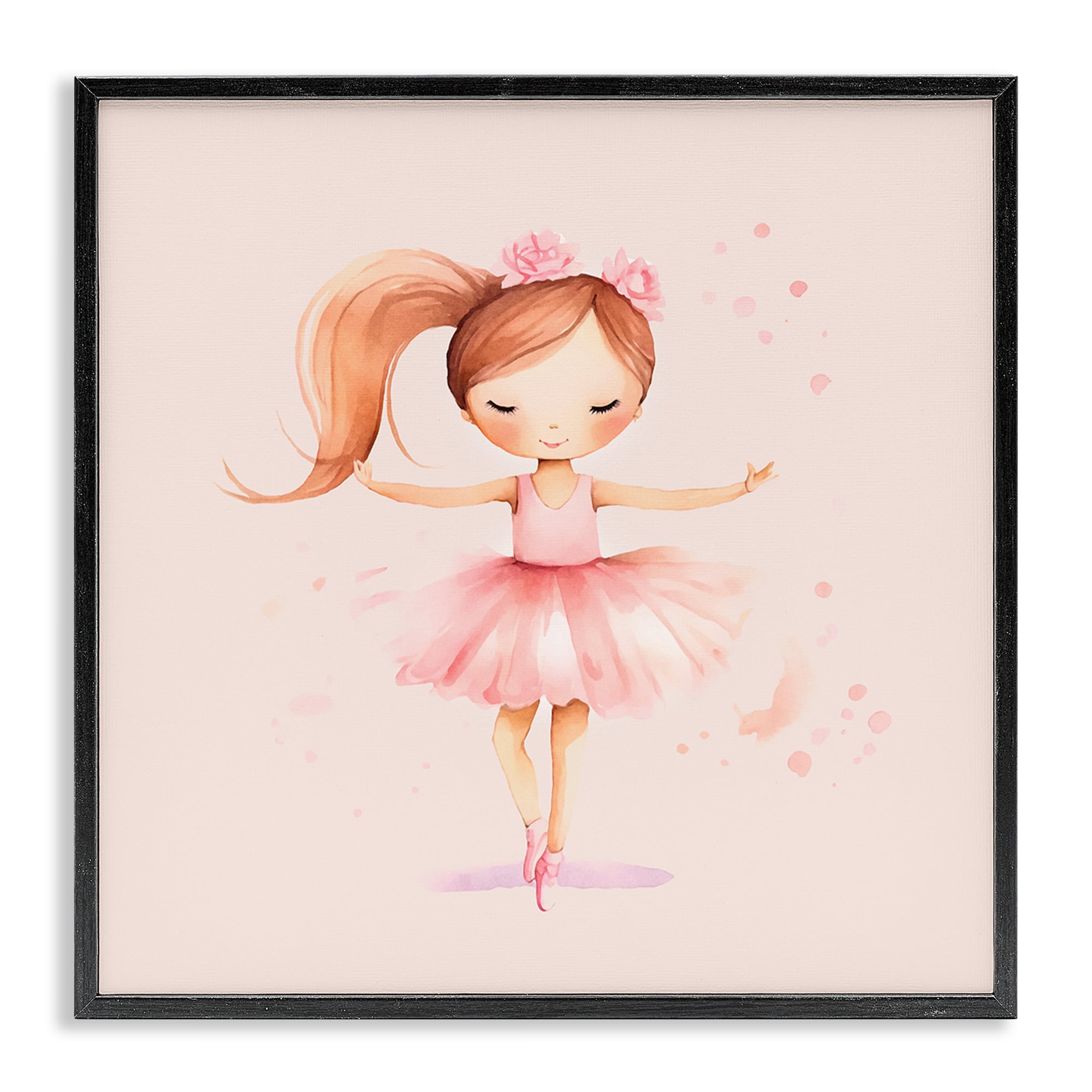 Stupell Industries Little Dancer Girl People Painting Black Framed Art Print Wall Art, 17 x 17